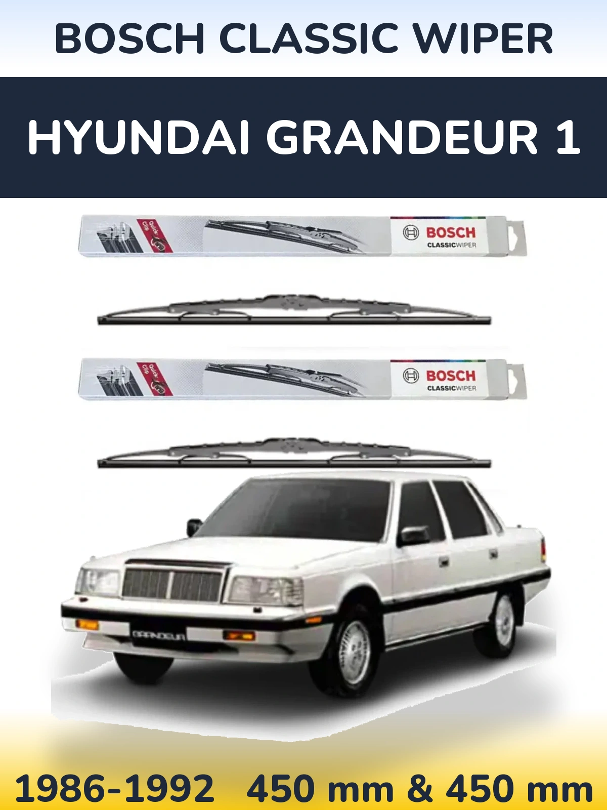 Sada předních stěračů BOSCH Classic Wiper 450 a 450 mm pro Hyundai Grandeur 1 1986-1992