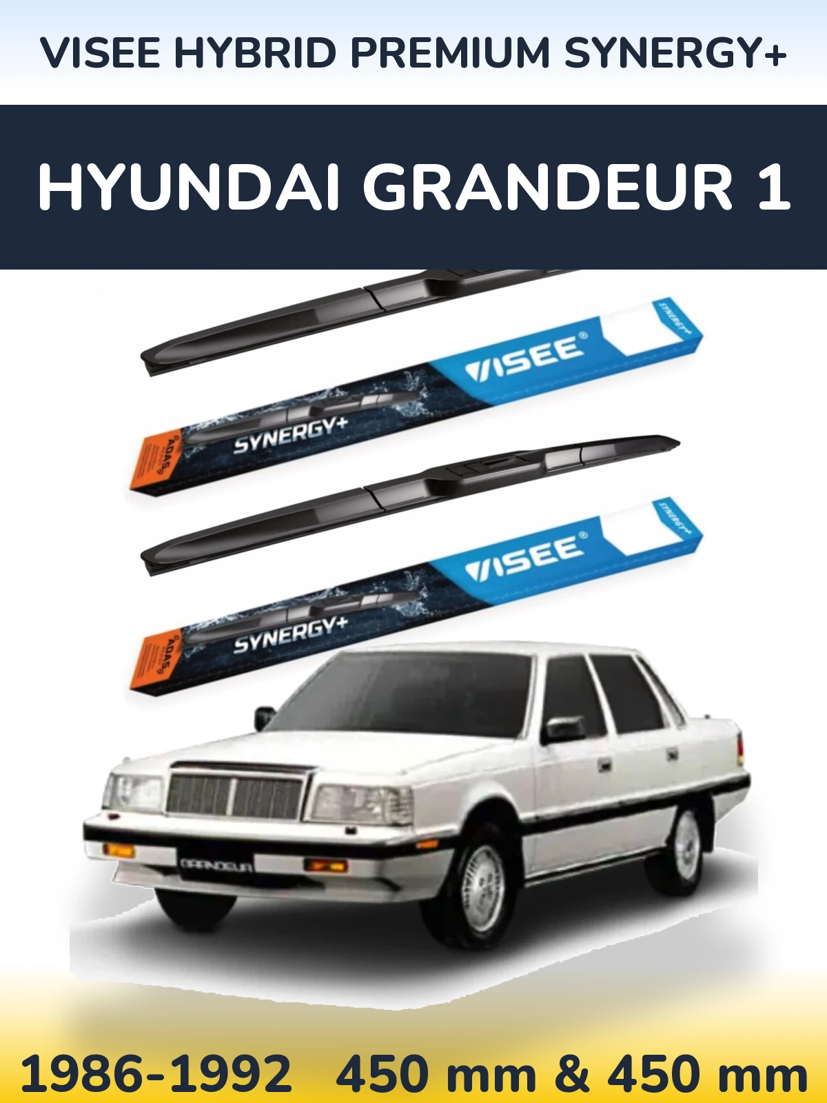 Sada předních stěračů VISEE HYBRID PREMIUM SYNERGY+ 450 a 450 mm pro Hyundai Grandeur 1 1986-1992