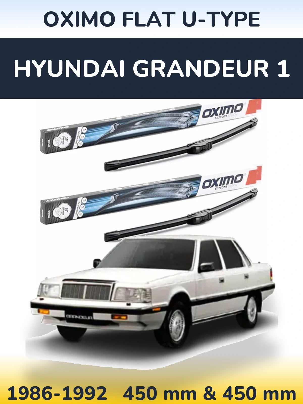 Sada předních stěračů Oximo Flat U-type 450 a 450 mm pro Hyundai Grandeur 1 1986-1992