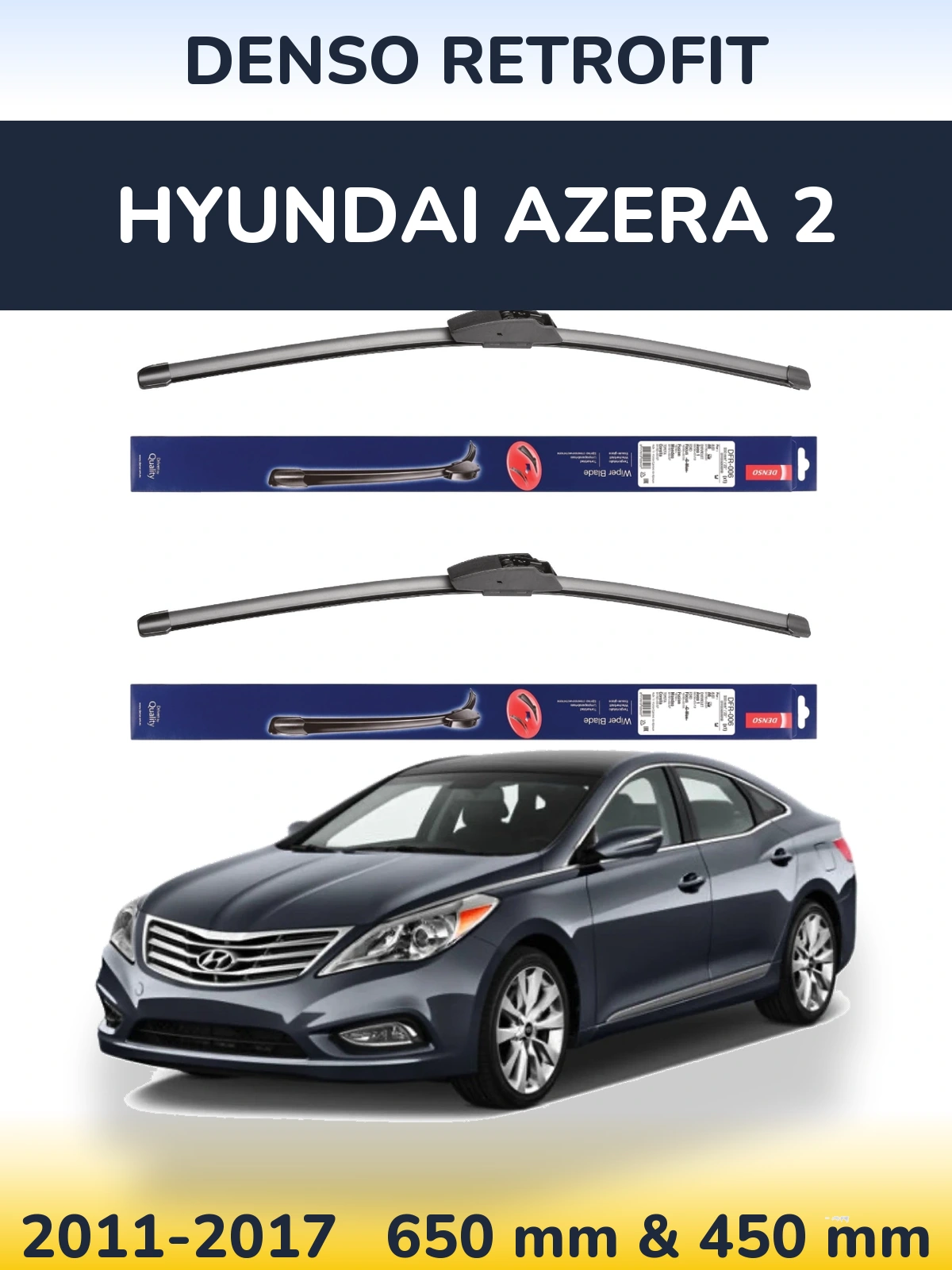 Комплект передніх щіток Denso Retrofit 650 & 450 мм для Hyundai Azera 2 2011-2017
