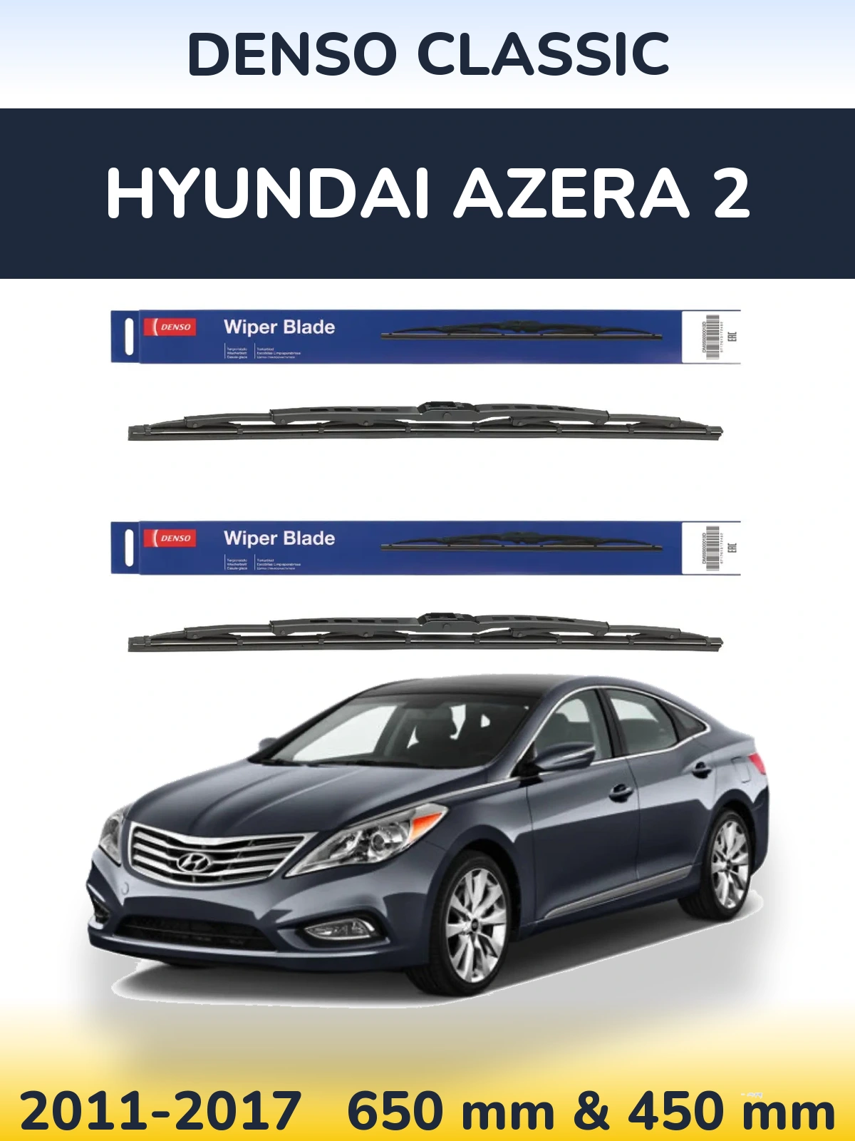 Sada předních stěračů Denso Classic 650 a 450 mm pro Hyundai Azera 2 2011-2017
