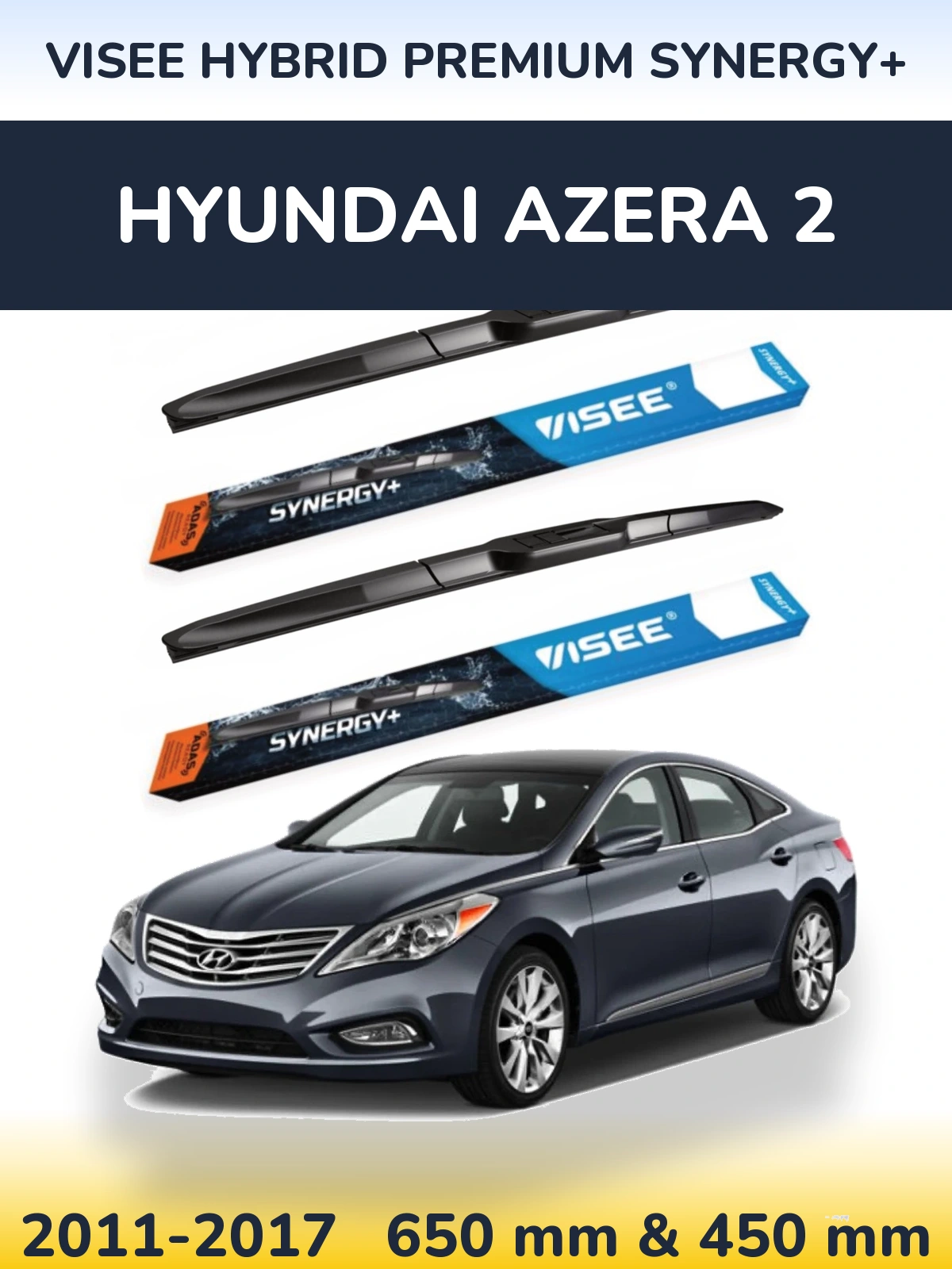 Sada předních stěračů VISEE HYBRID PREMIUM SYNERGY+ 650 a 450 mm pro Hyundai Azera 2 2011-2017