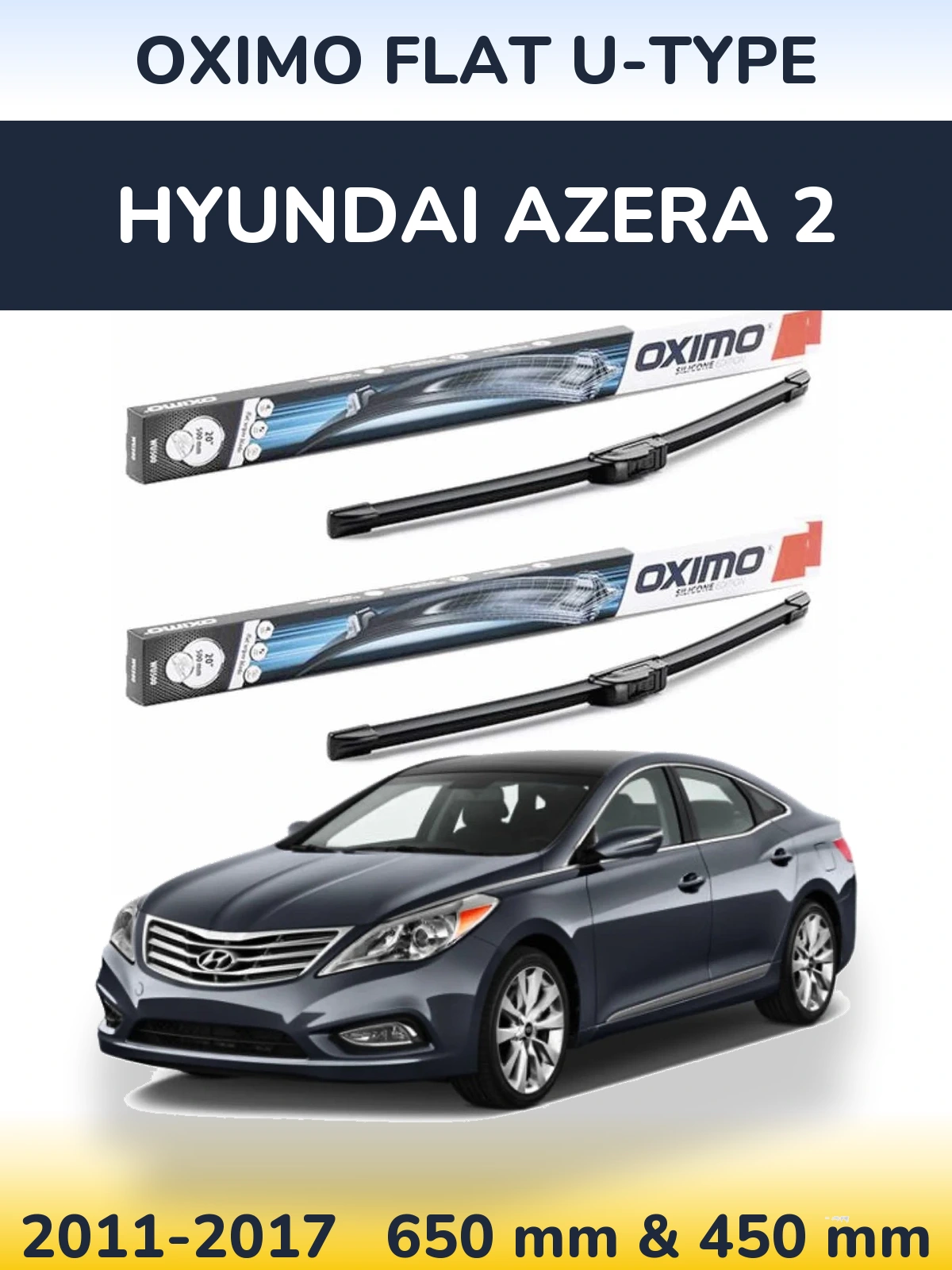 Sada předních stěračů Oximo Flat U-type 650 a 450 mm pro Hyundai Azera 2 2011-2017
