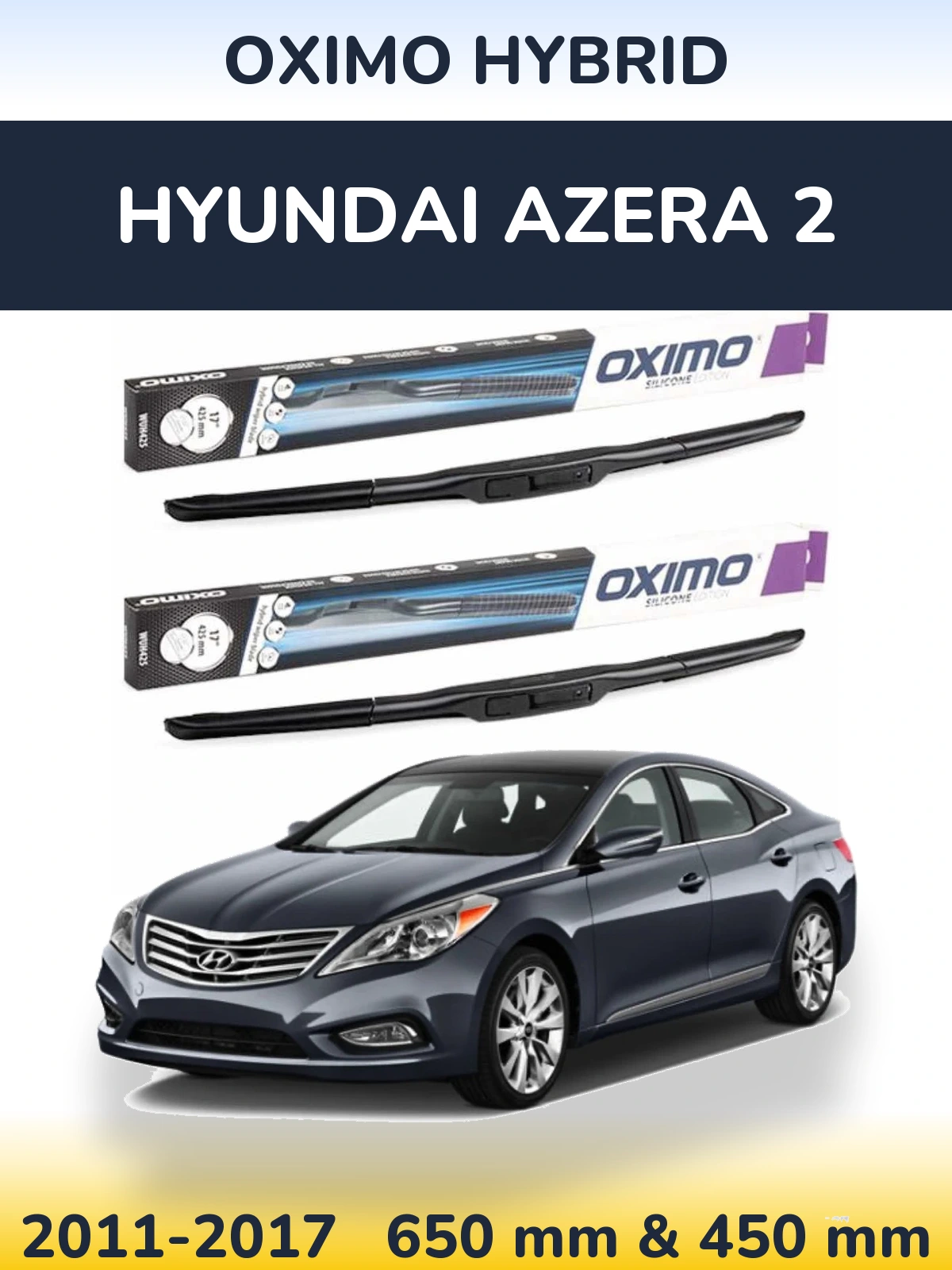 Sada předních stěračů Oximo Hybrid 650 a 450 mm pro Hyundai Azera 2 2011-2017