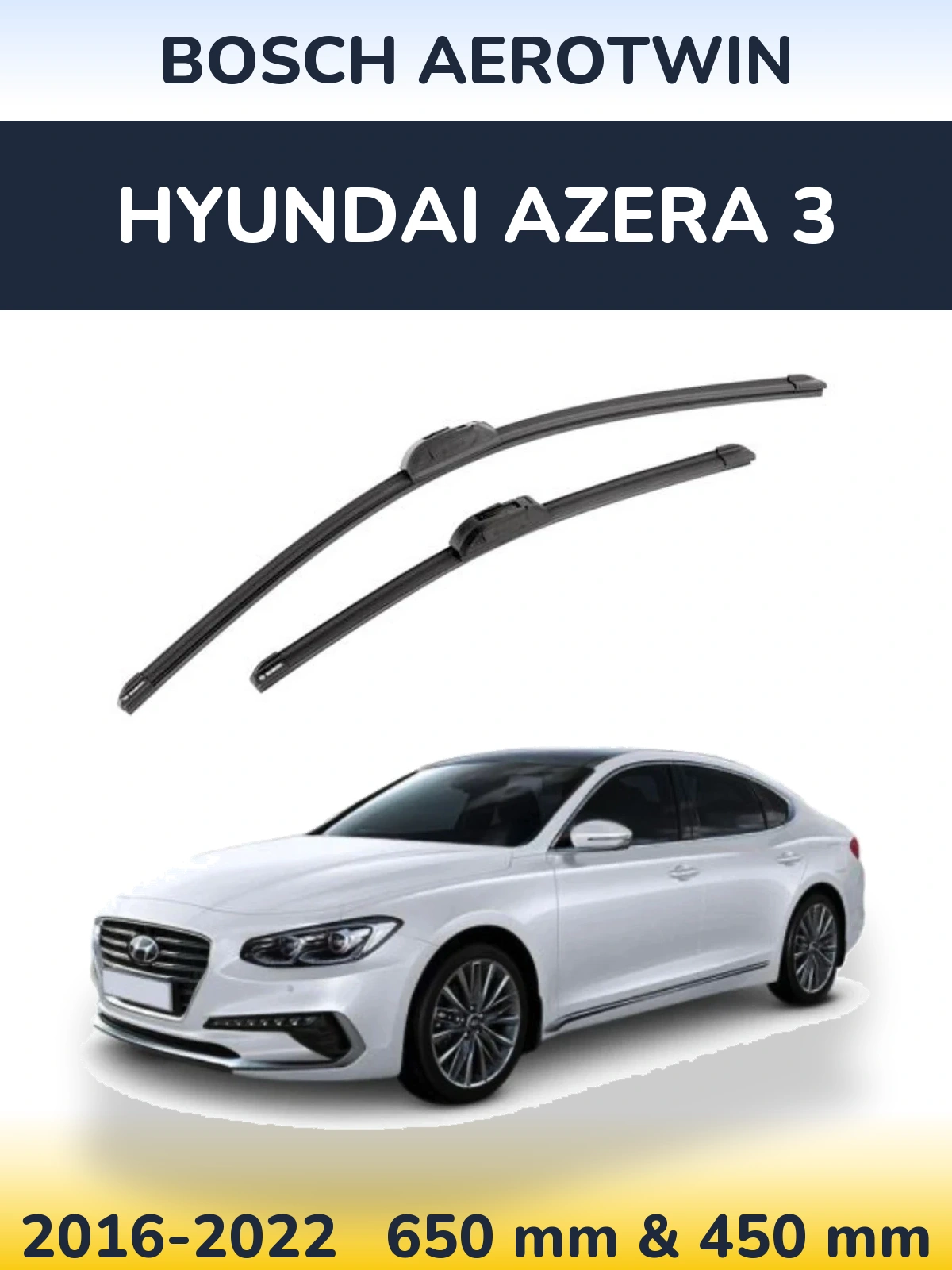 Sada předních stěračů BOSCH AeroTwin 650 a 450 mm pro Hyundai Azera 3 2016-2022