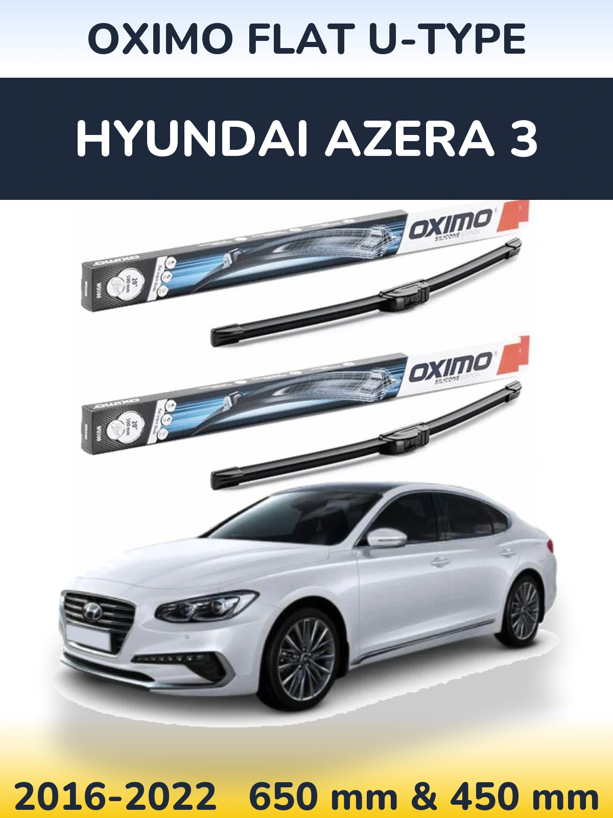 Sada předních stěračů Oximo Flat U-type 650 a 450 mm pro Hyundai Azera 3 2016-2022
