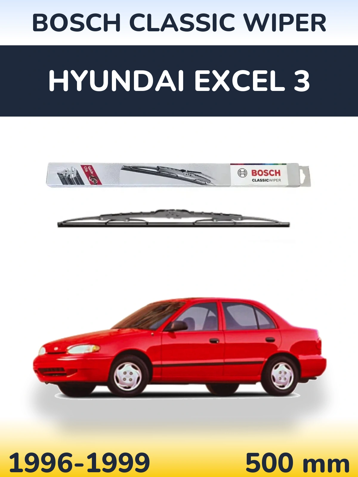 Задня щітка BOSCH Classic Wiper 500 мм для Hyundai Excel 3 1996-1999