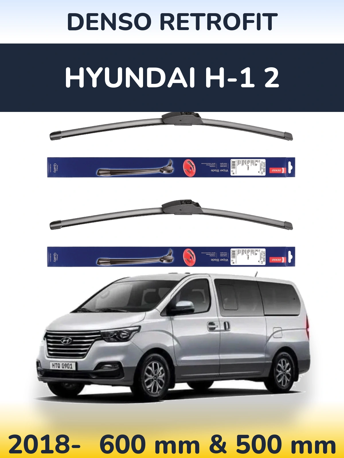 Sada předních stěračů Denso Retrofit 600 a 500 mm pro Hyundai H-1 2 2018-2026
