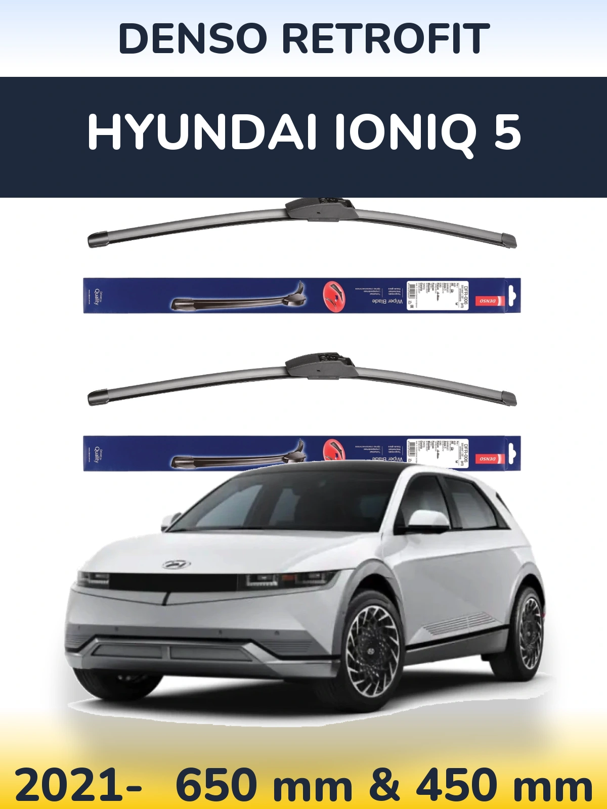 Sada předních stěračů Denso Retrofit 650 a 450 mm pro Hyundai IONIQ 5 2021-2026