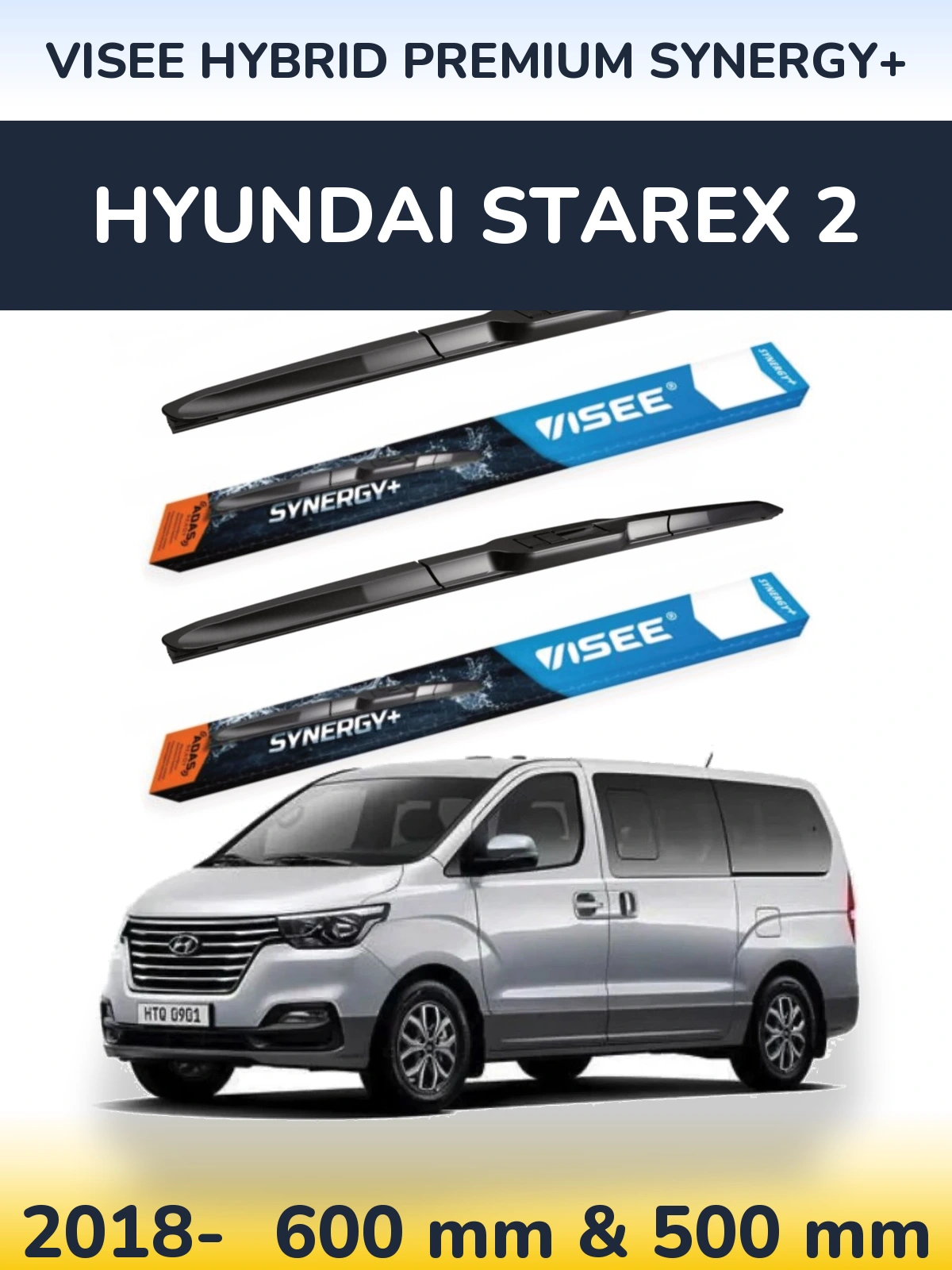 Sada předních stěračů VISEE HYBRID PREMIUM SYNERGY+ 600 a 500 mm pro Hyundai Starex 2 2018-2026