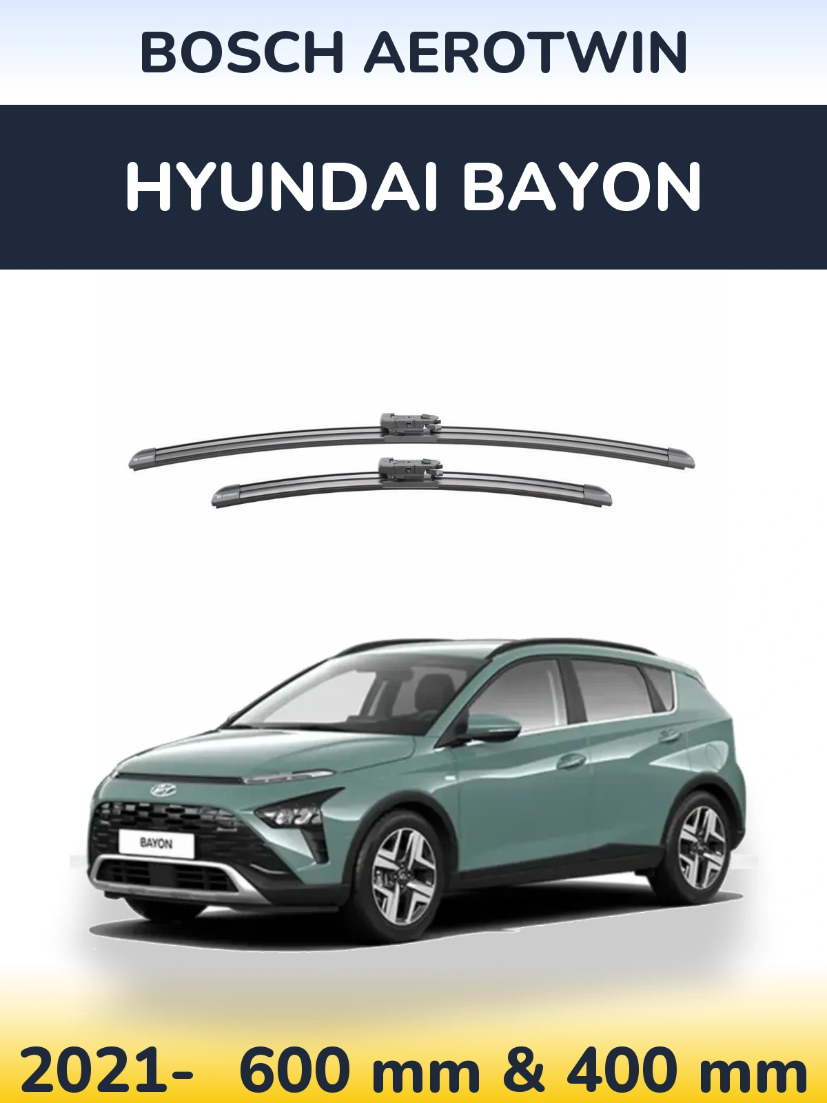 Комплект передніх щіток BOSCH AeroTwin 600 & 400 мм для Hyundai Bayon 2021-2026
