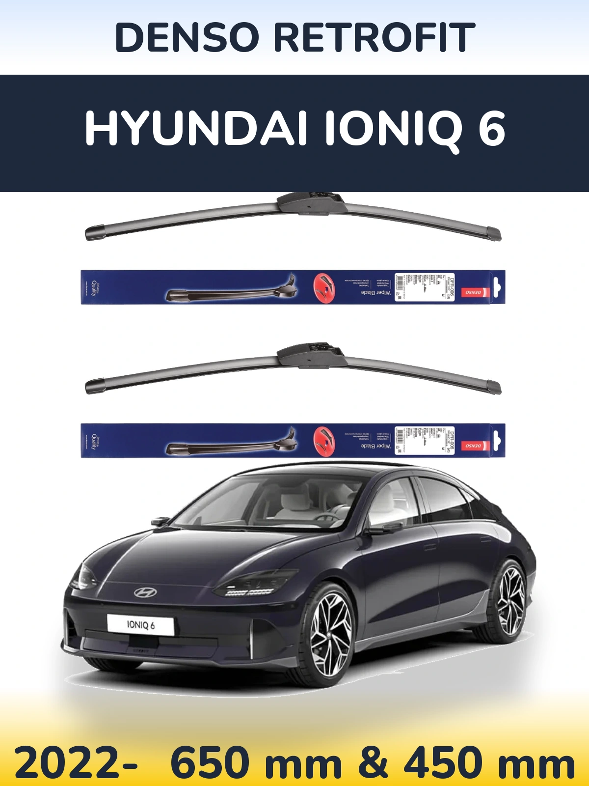 Sada předních stěračů Denso Retrofit 650 a 450 mm pro Hyundai IONIQ 6 2022-2026