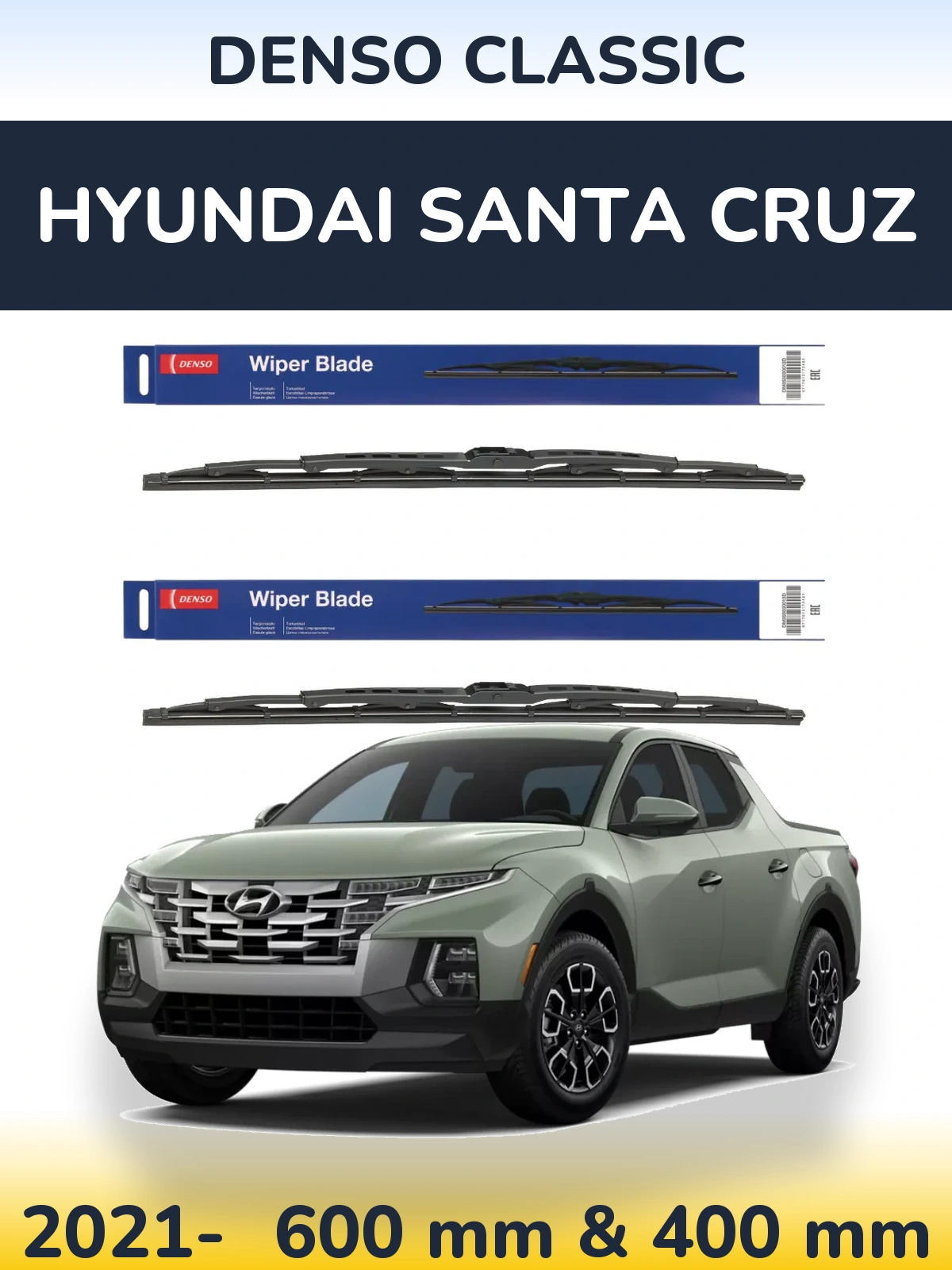 Sada předních stěračů Denso Classic 600 a 400 mm pro Hyundai Santa Cruz 2021-2026