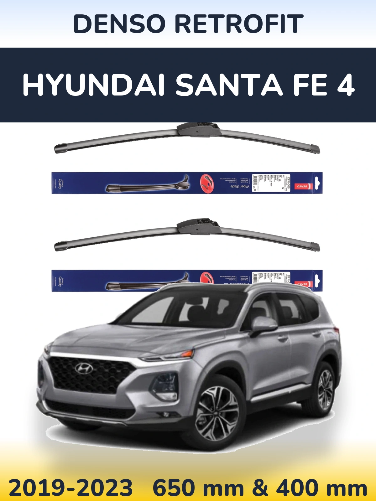 Sada předních stěračů Denso Retrofit 650 a 400 mm pro Hyundai Santa Fe 4 2019-2023