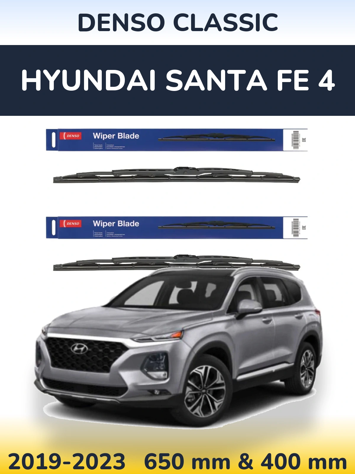 Sada předních stěračů Denso Classic 650 a 400 mm pro Hyundai Santa Fe 4 2019-2023