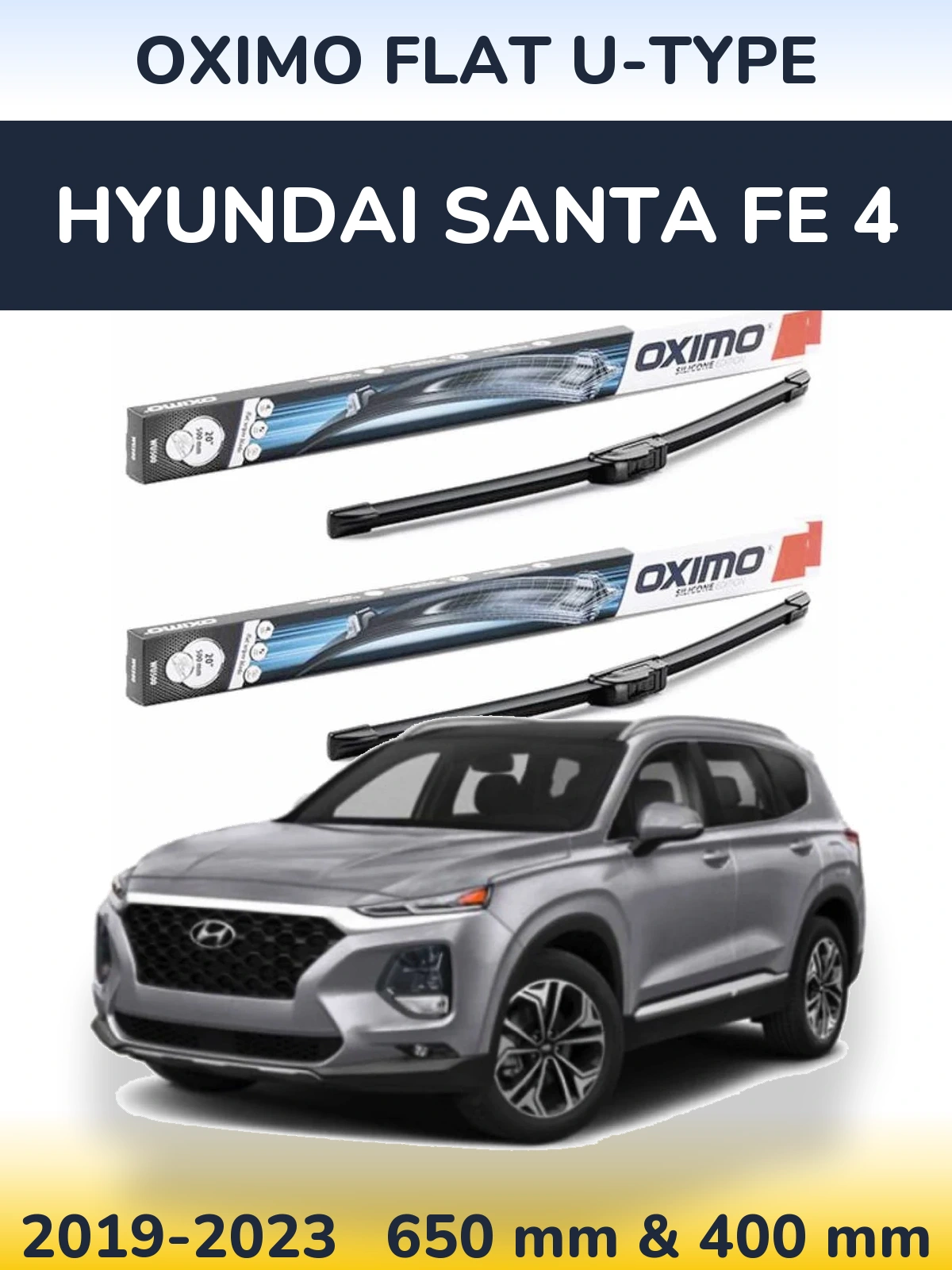 Sada předních stěračů Oximo Flat U-type 650 a 400 mm pro Hyundai Santa Fe 4 2019-2023
