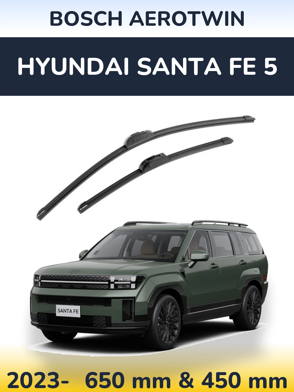 Sada předních stěračů BOSCH AeroTwin 650 a 450 mm pro Hyundai Santa Fe 5 2023-2026
