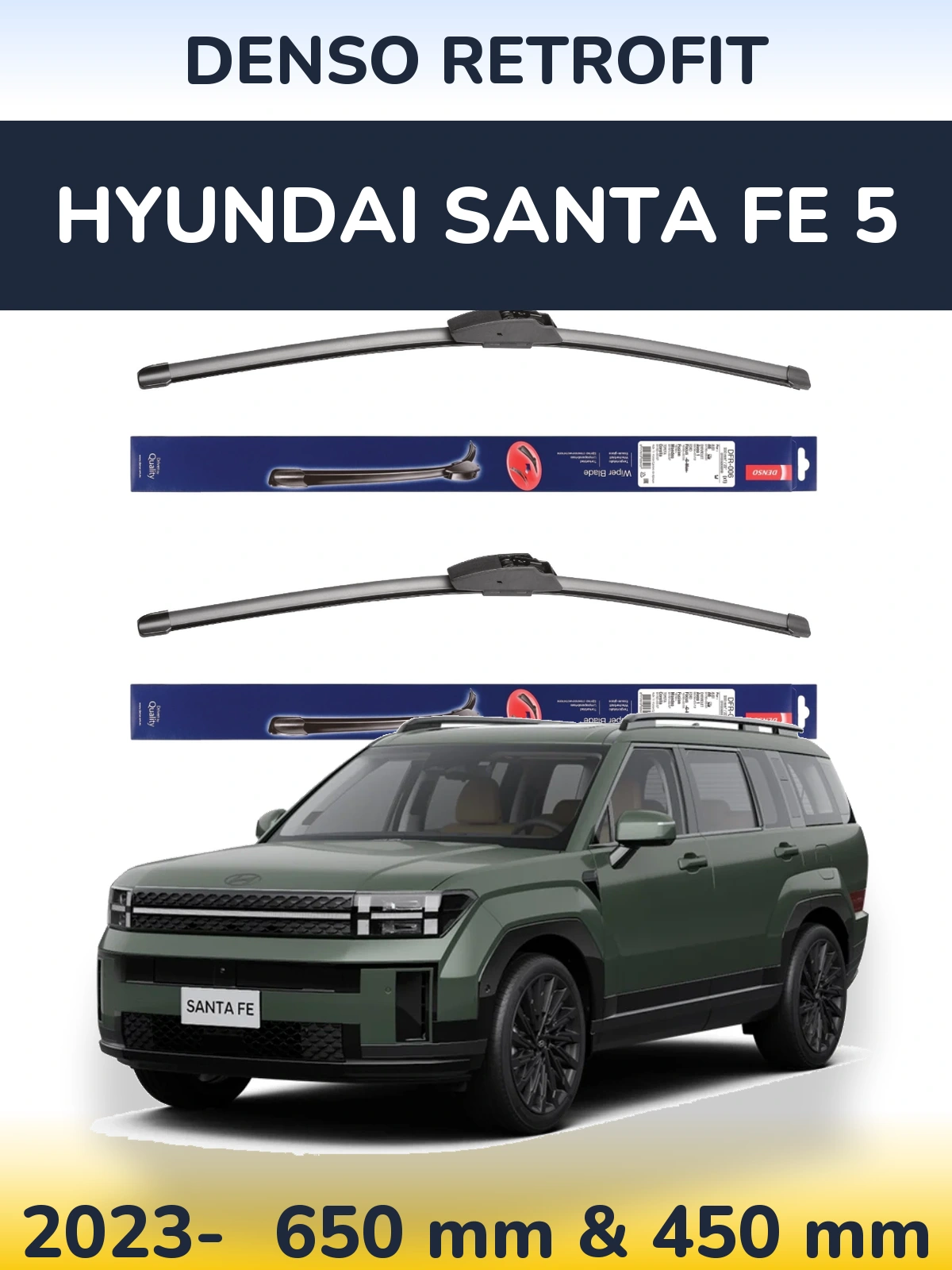 Sada předních stěračů Denso Retrofit 650 a 450 mm pro Hyundai Santa Fe 5 2023-2026