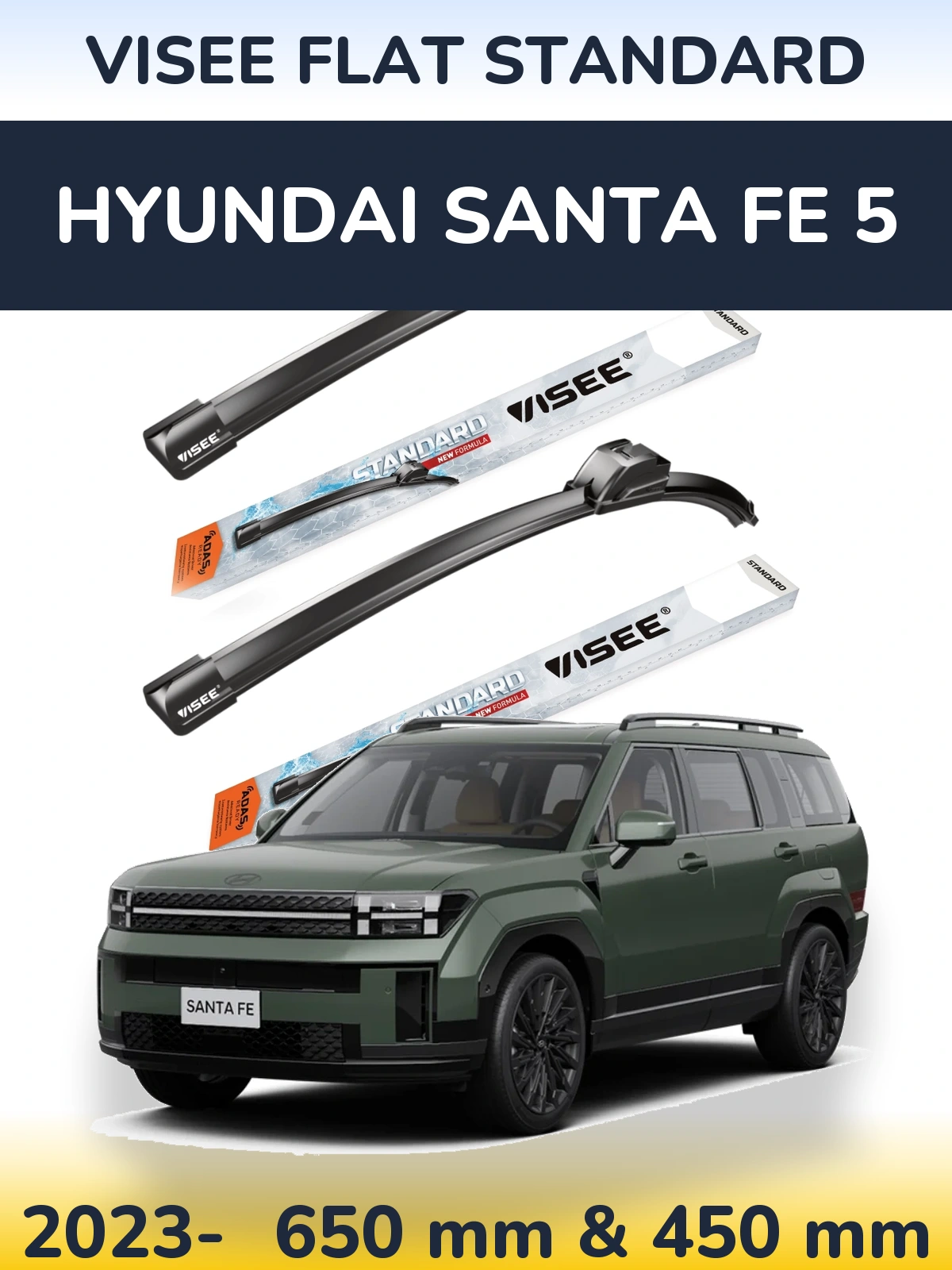 Sada předních stěračů VISEE FLAT STANDARD 650 a 450 mm pro Hyundai Santa Fe 5 2023-2026