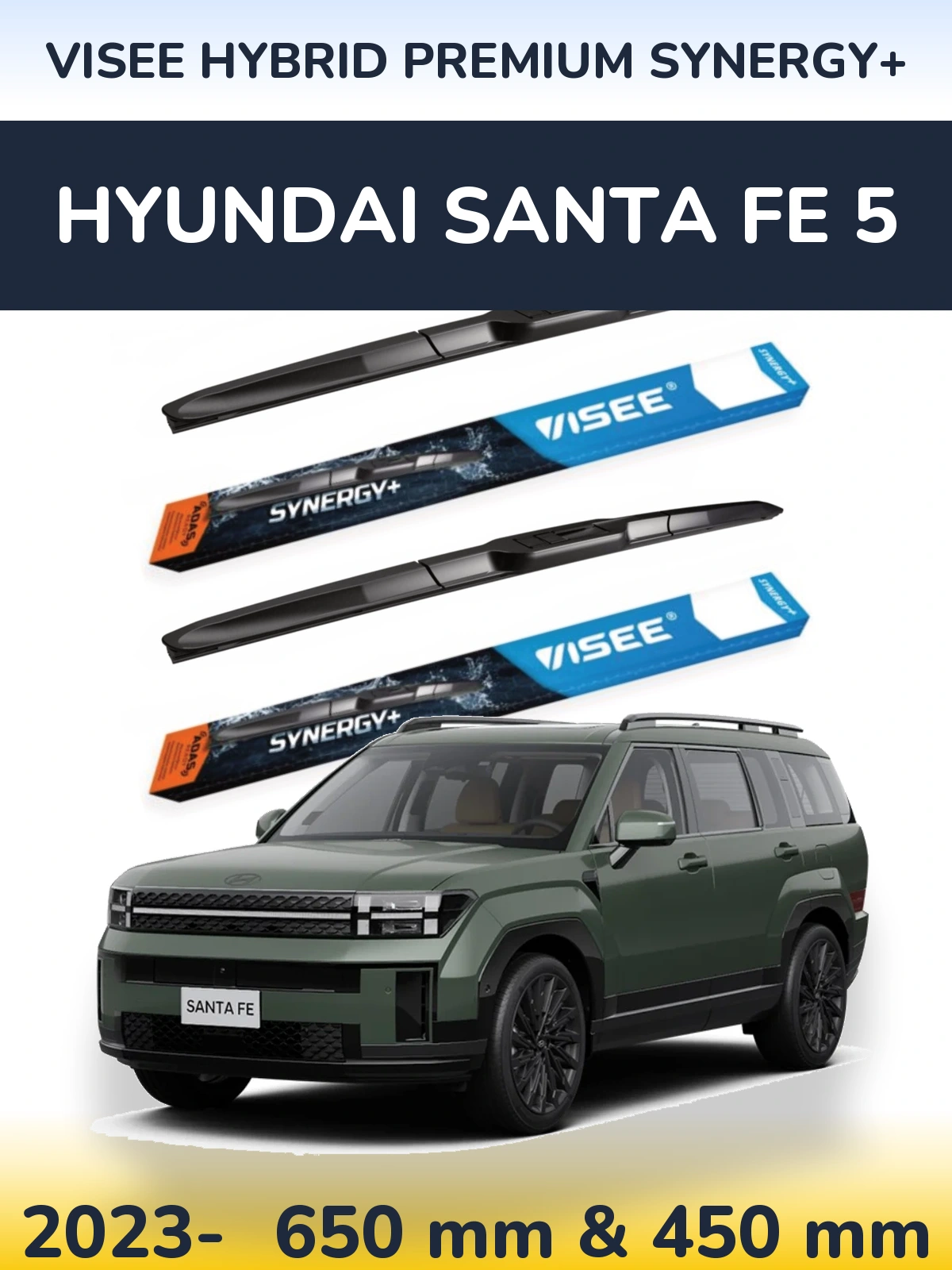 Sada předních stěračů VISEE HYBRID PREMIUM SYNERGY+ 650 a 450 mm pro Hyundai Santa Fe 5 2023-2026