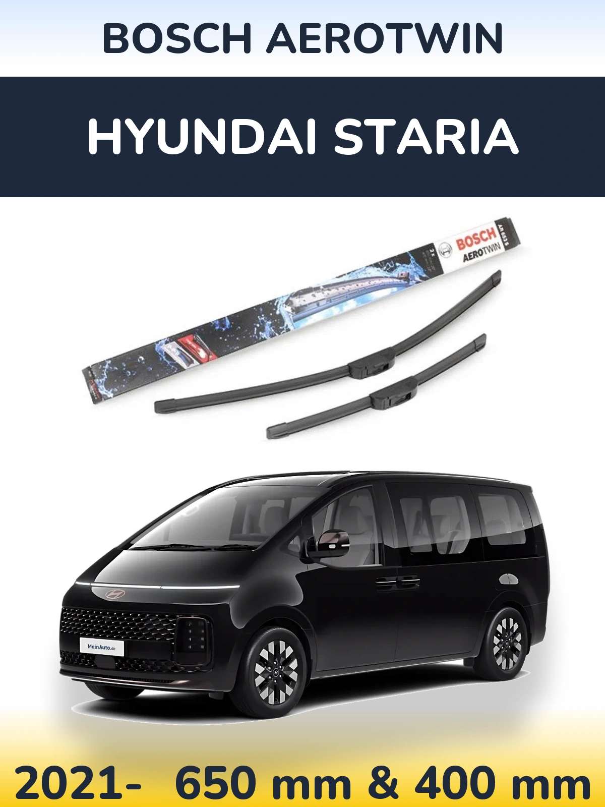 Комплект передніх щіток BOSCH AeroTwin 650 & 400 мм для Hyundai Staria 2021-2026