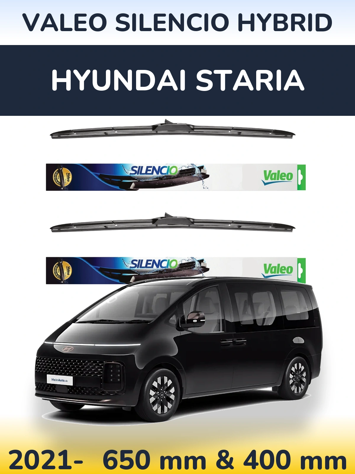 Комплект передніх щіток Valeo Silencio Hybrid 650 & 400 мм для Hyundai Staria 2021-2026