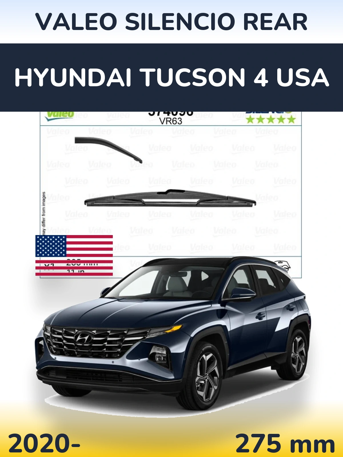 Zadní stěrač Valeo Silencio Rear 285 mm pro Hyundai Tucson 4 USA 2020-2026