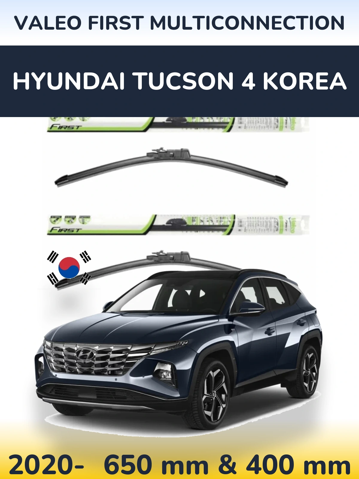 Sada předních stěračů Valeo First MultiConnection 650 a 400 mm pro Hyundai Tucson 4 Korea 2020-2026