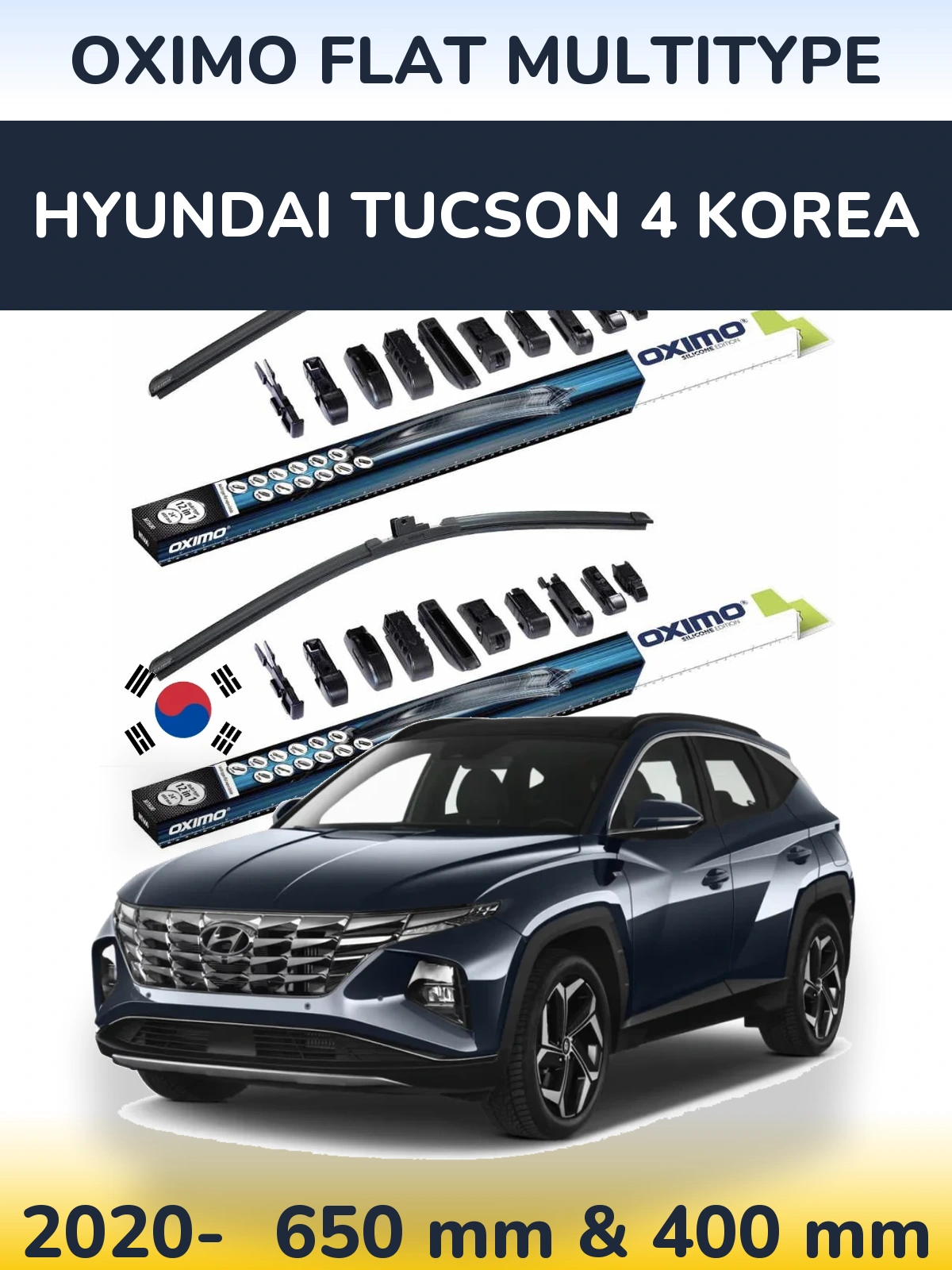 Sada předních stěračů Oximo Flat MultiType 650 a 400 mm pro Hyundai Tucson 4 Korea 2020-2026