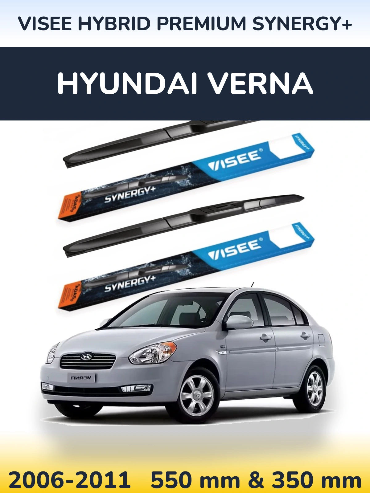 Sada předních stěračů VISEE HYBRID PREMIUM SYNERGY+ 550 a 350 mm pro Hyundai Verna 2006-2011