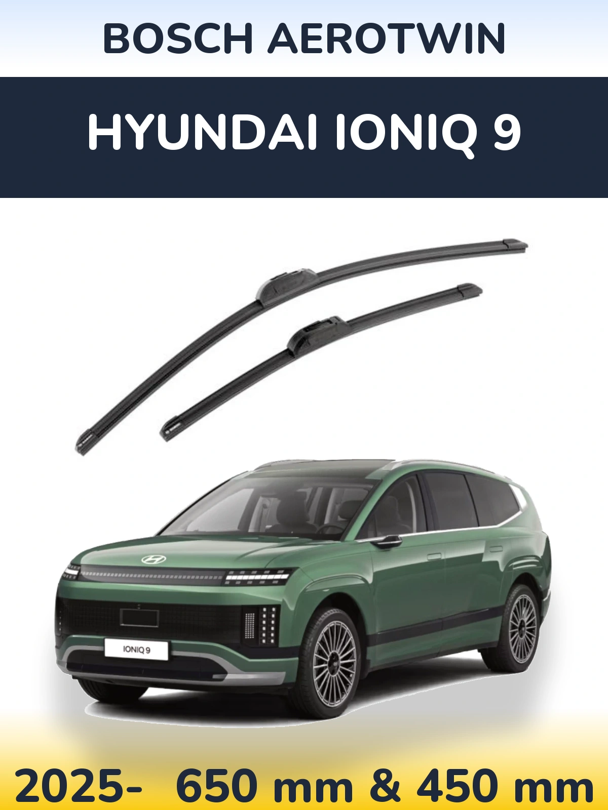 Sada předních stěračů BOSCH AeroTwin 650 a 450 mm pro Hyundai IONIQ 9 2025-2026