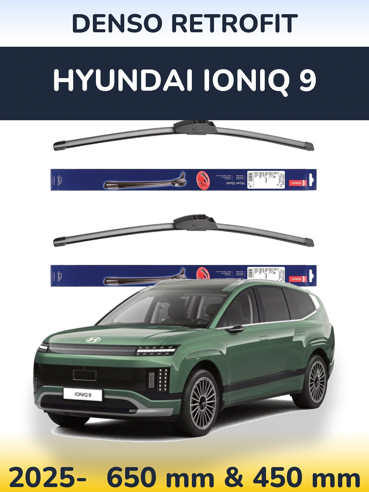 Sada předních stěračů Denso Retrofit 650 a 450 mm pro Hyundai IONIQ 9 2025-2026