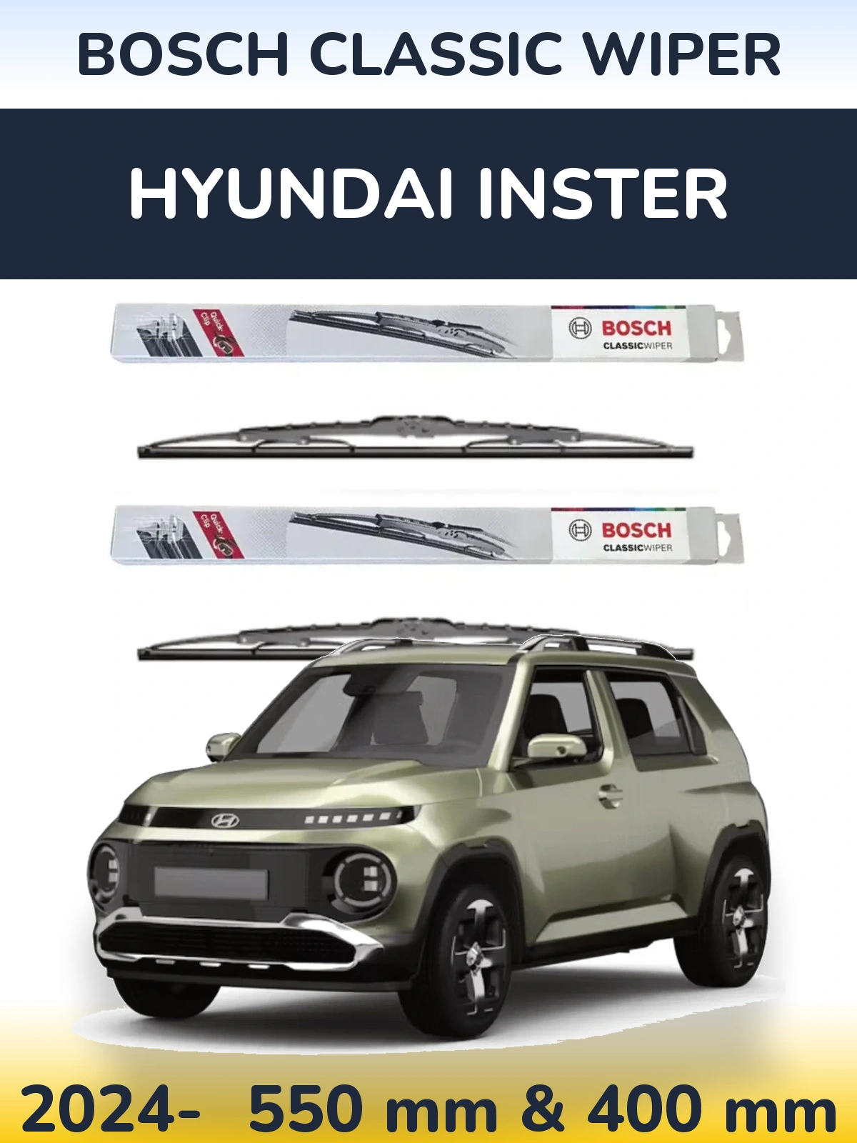 Sada předních stěračů BOSCH Classic Wiper 550 a 400 mm pro Hyundai Inster 2024-2026