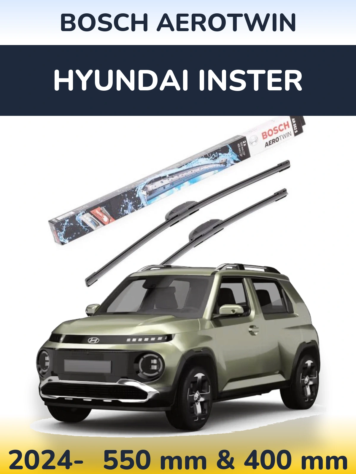 Sada předních stěračů BOSCH AeroTwin 550 a 400 mm pro Hyundai Inster 2024-2026