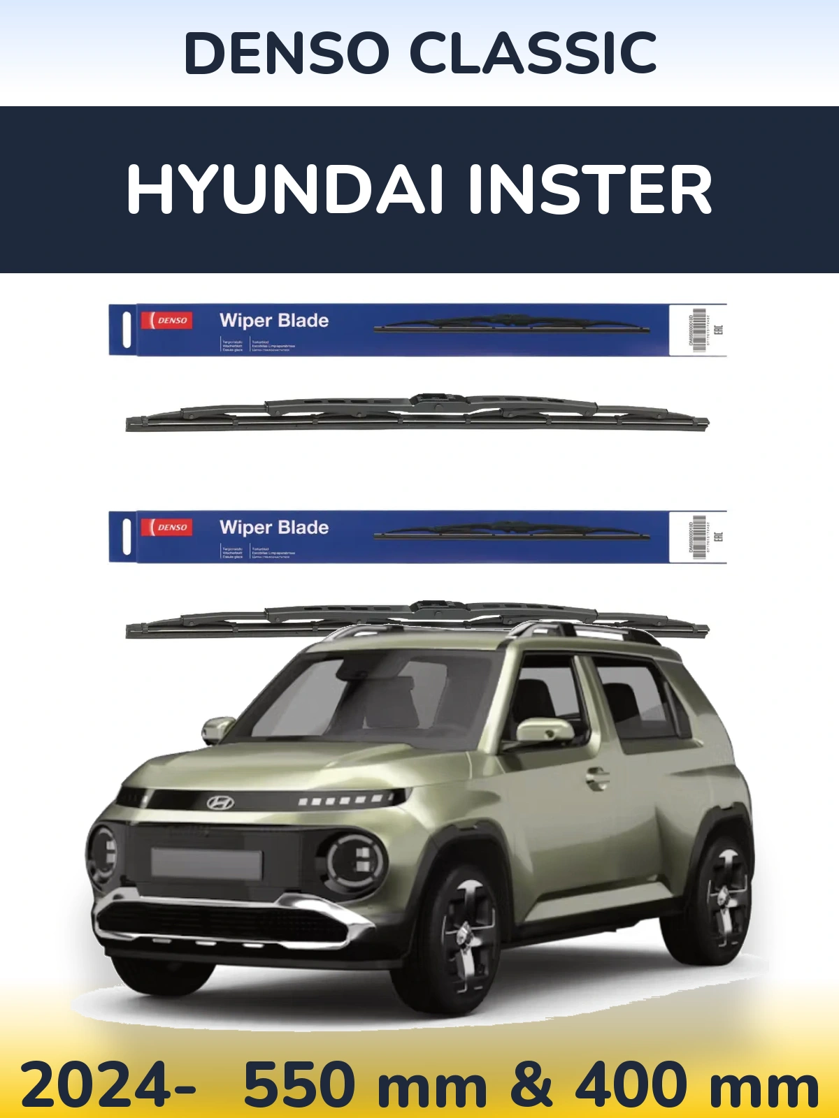 Sada předních stěračů Denso Classic 550 a 400 mm pro Hyundai Inster 2024-2026