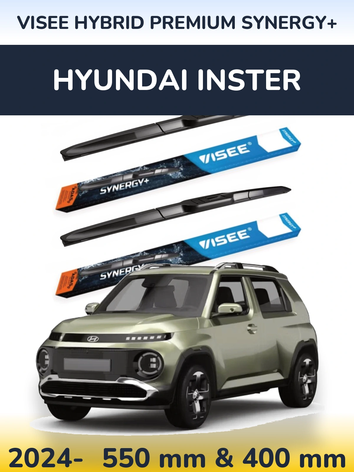 Sada předních stěračů VISEE HYBRID PREMIUM SYNERGY+ 550 a 400 mm pro Hyundai Inster 2024-2026