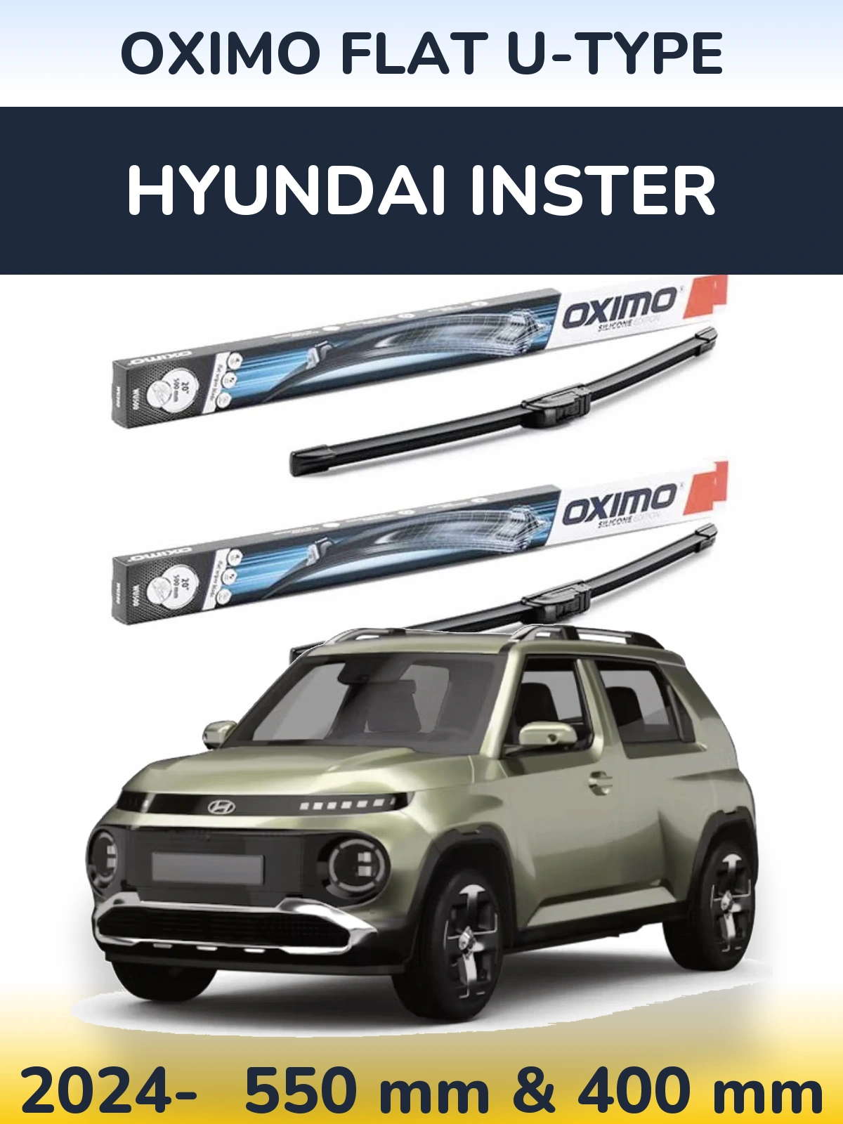 Sada předních stěračů Oximo Flat U-type 550 a 400 mm pro Hyundai Inster 2024-2026