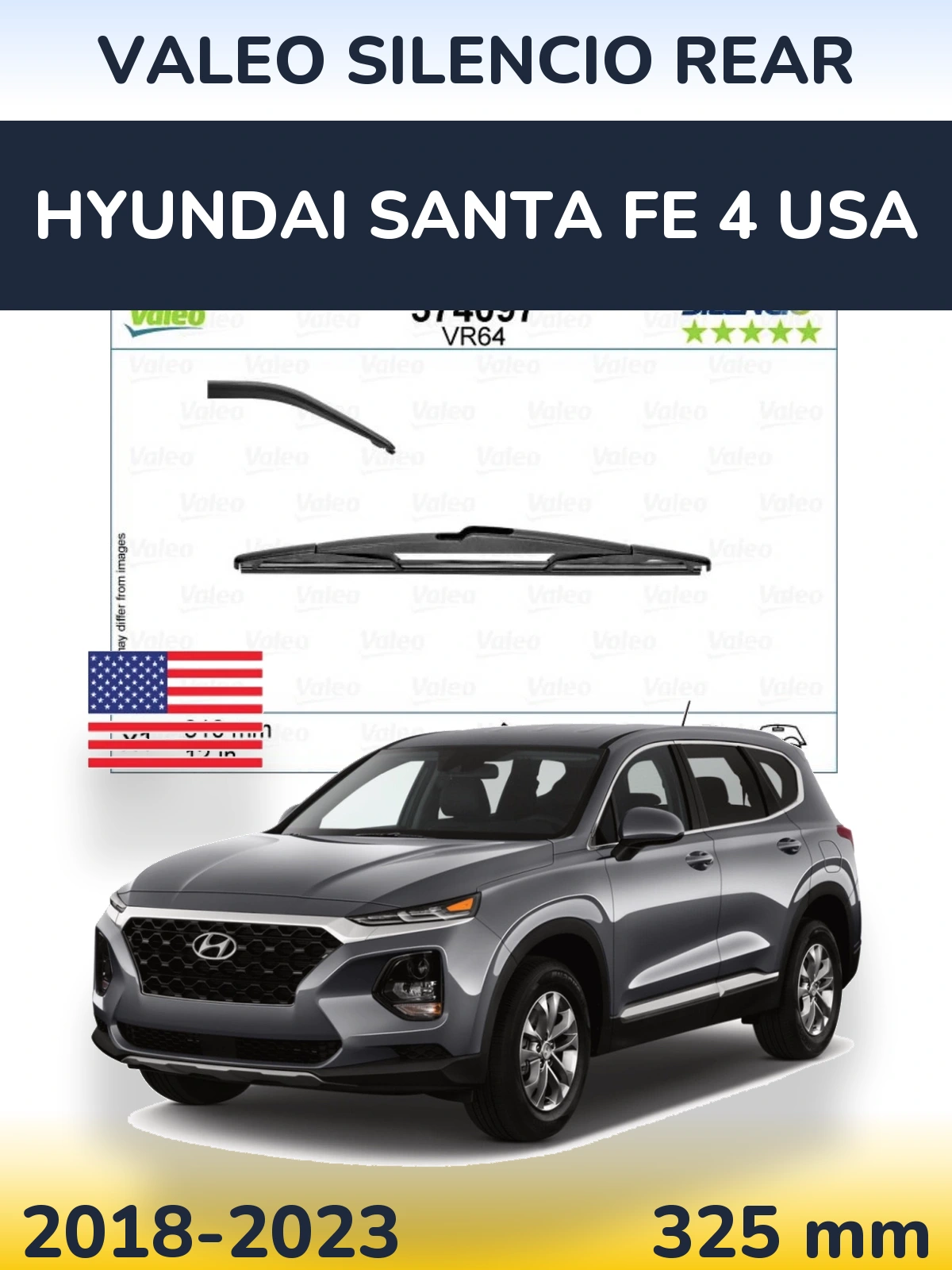 Zadní stěrač Valeo Silencio Rear 310 mm pro Hyundai Santa Fe 4 USA 2018-2023