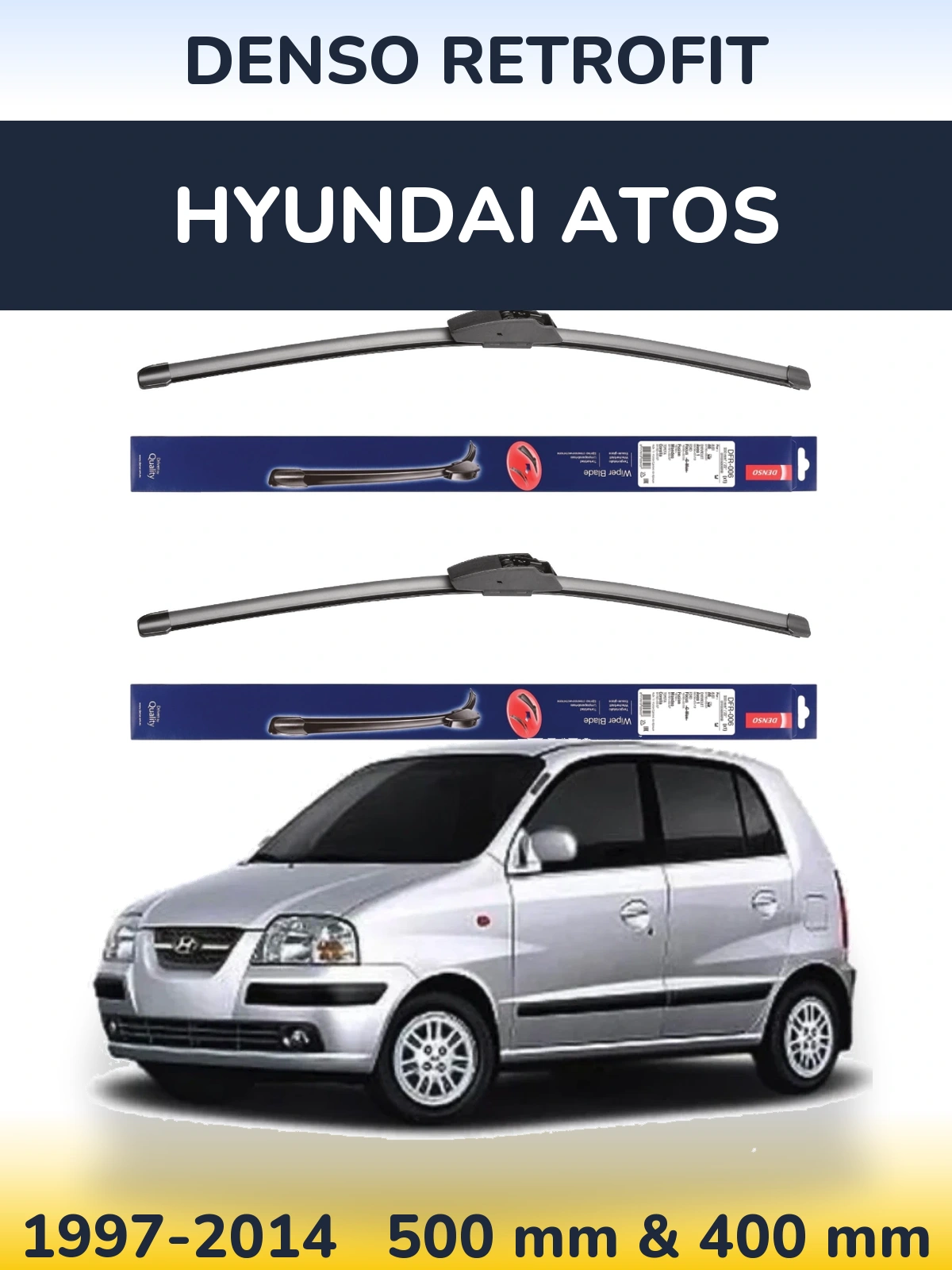 Комплект передніх щіток Denso Retrofit 500 & 400 мм для Hyundai Atos 1997-2014