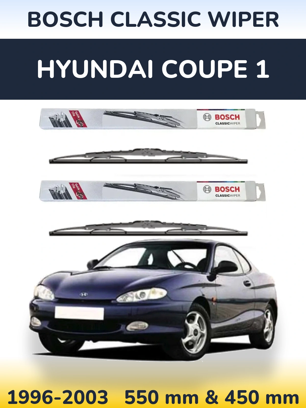 Sada předních stěračů BOSCH Classic Wiper 550 a 450 mm pro Hyundai Coupe 1 1996-2003