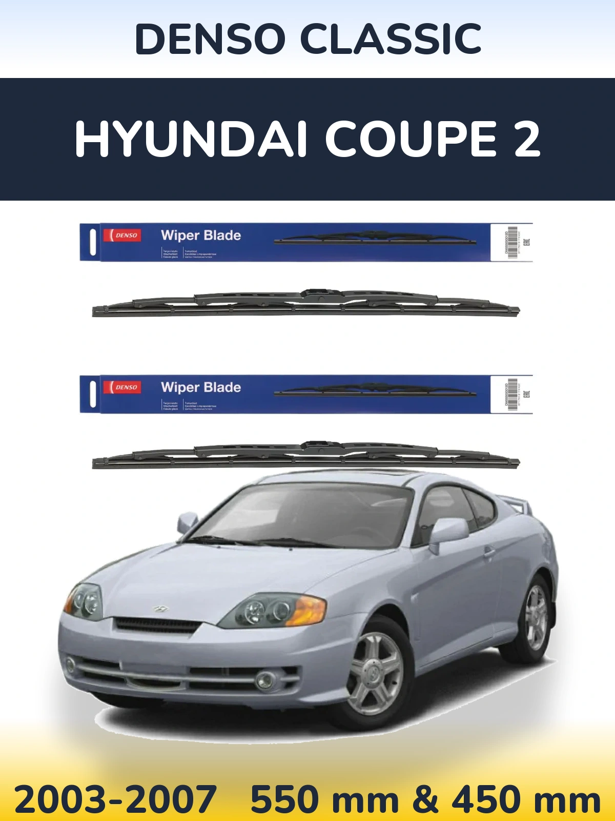Sada předních stěračů Denso Classic 550 a 450 mm pro Hyundai Coupe 2 2003-2007