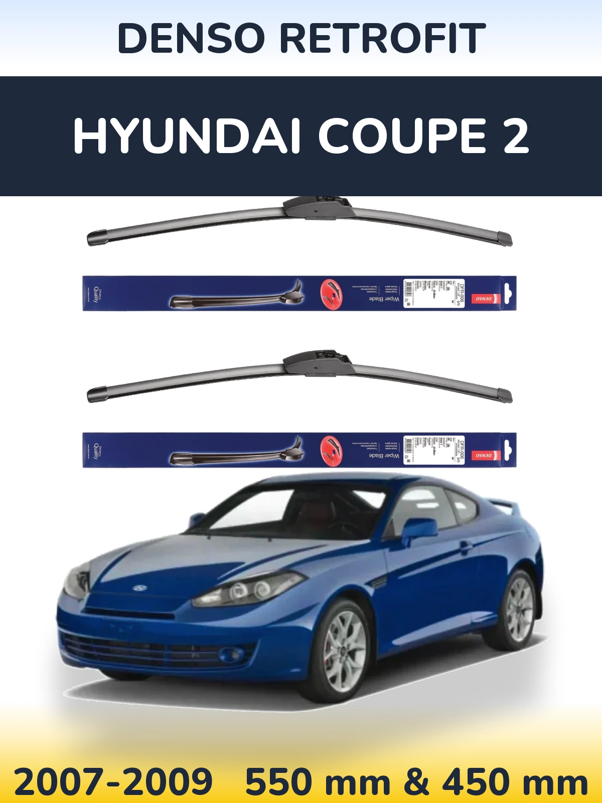 Sada předních stěračů Denso Retrofit 550 a 450 mm pro Hyundai Coupe 2 2007-2009