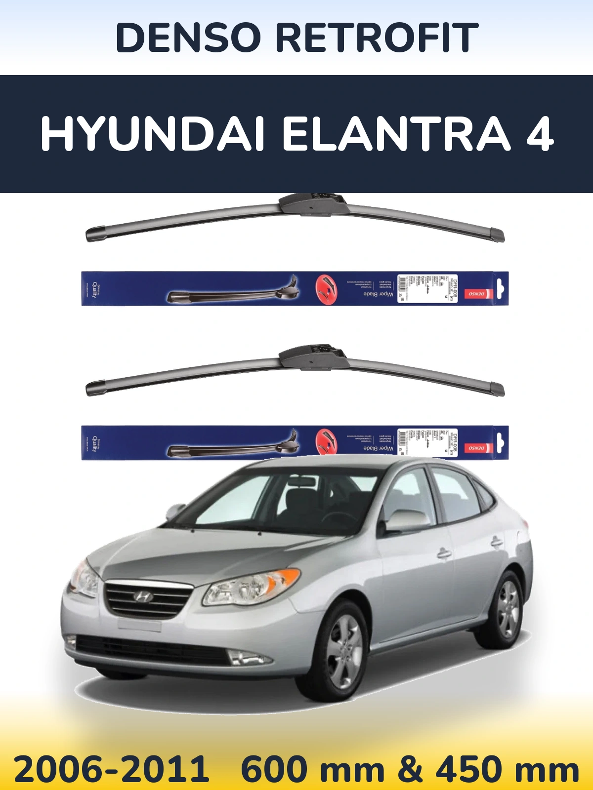 Sada předních stěračů Denso Retrofit 600 a 450 mm pro Hyundai Elantra 4 2006-2011