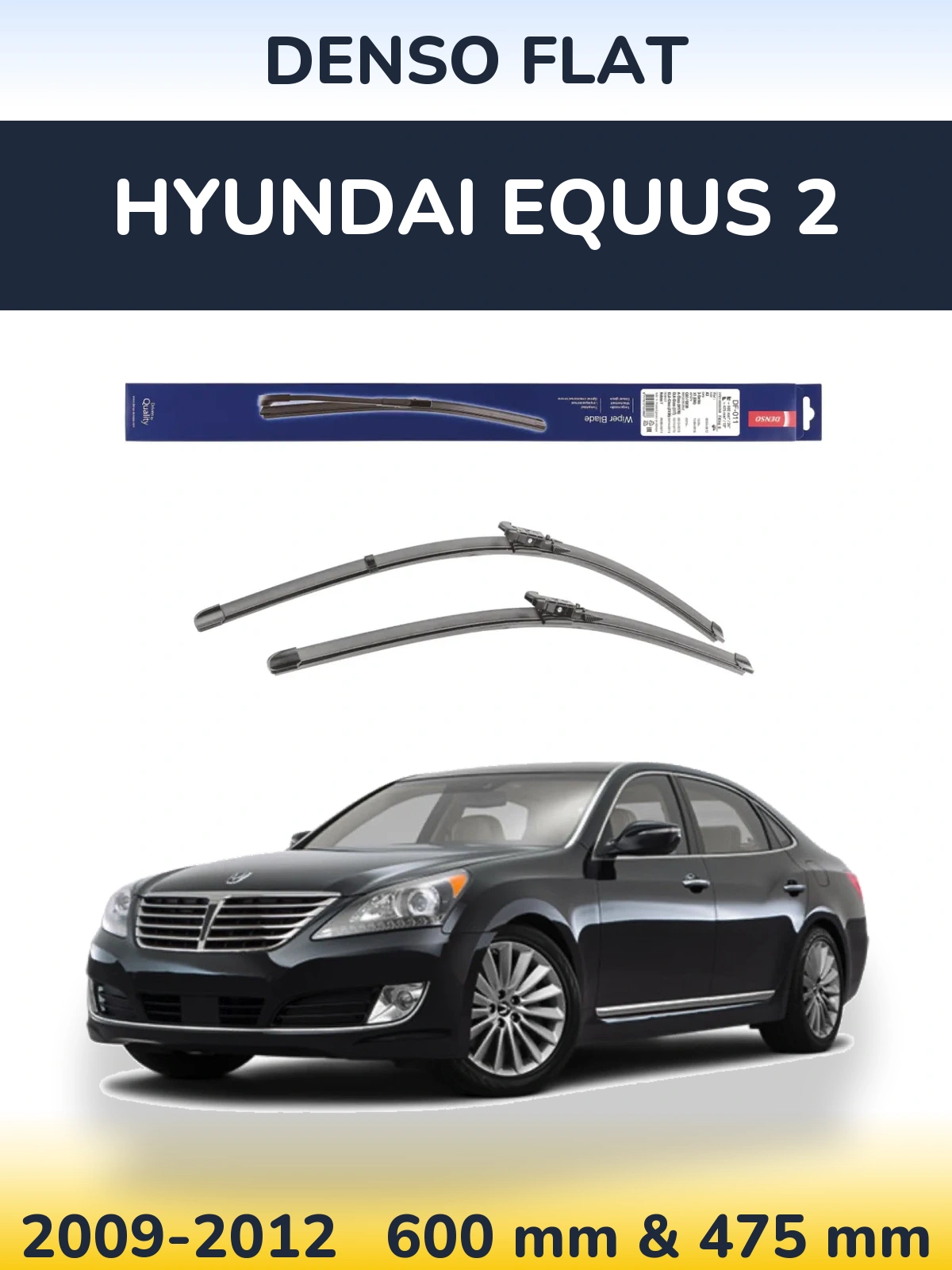 Sada předních stěračů Denso Flat 600 a 475 mm pro Hyundai Equus 2 2009-2012