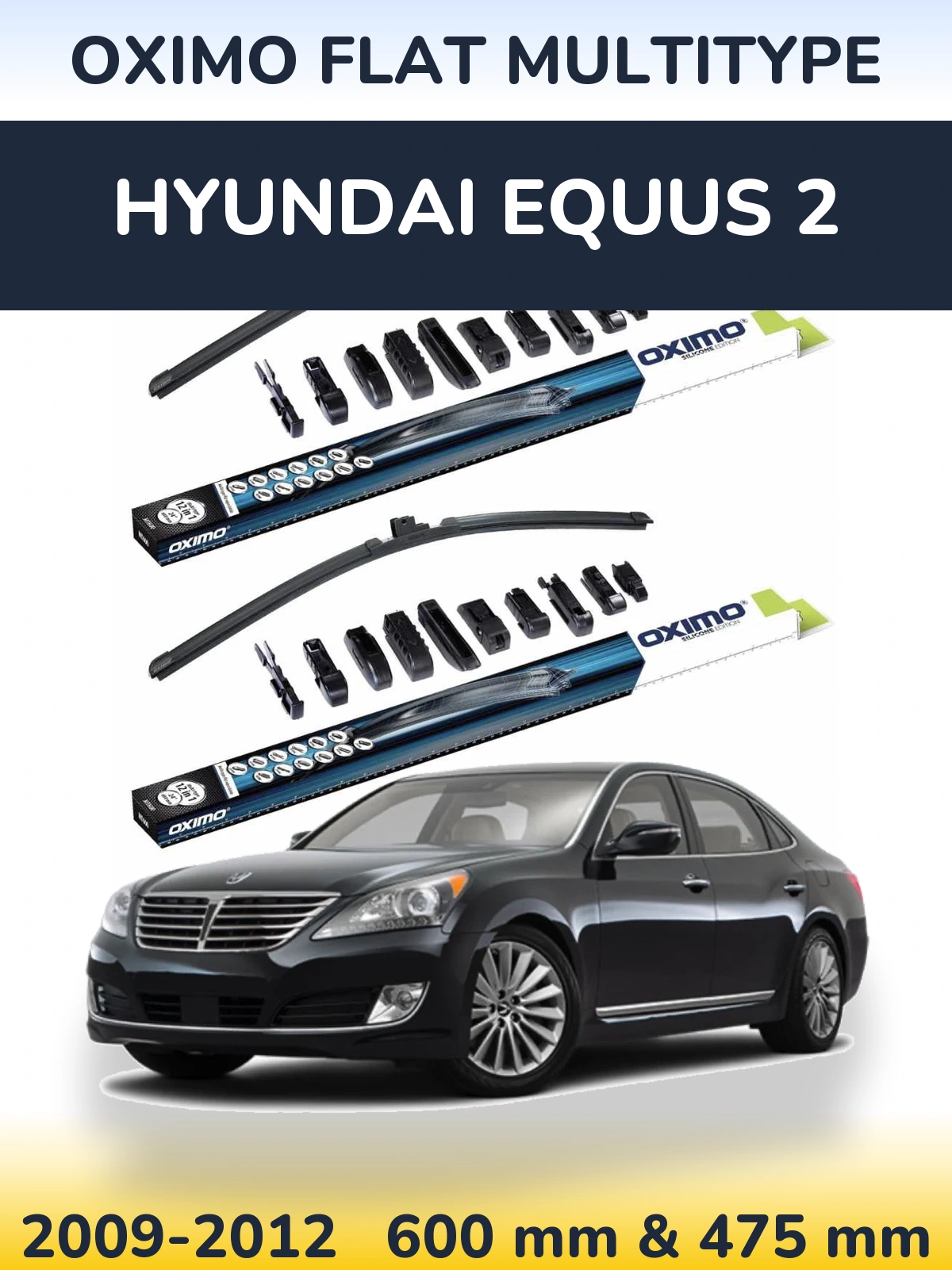 Sada předních stěračů Oximo Flat MultiType 600 a 475 mm pro Hyundai Equus 2 2009-2012