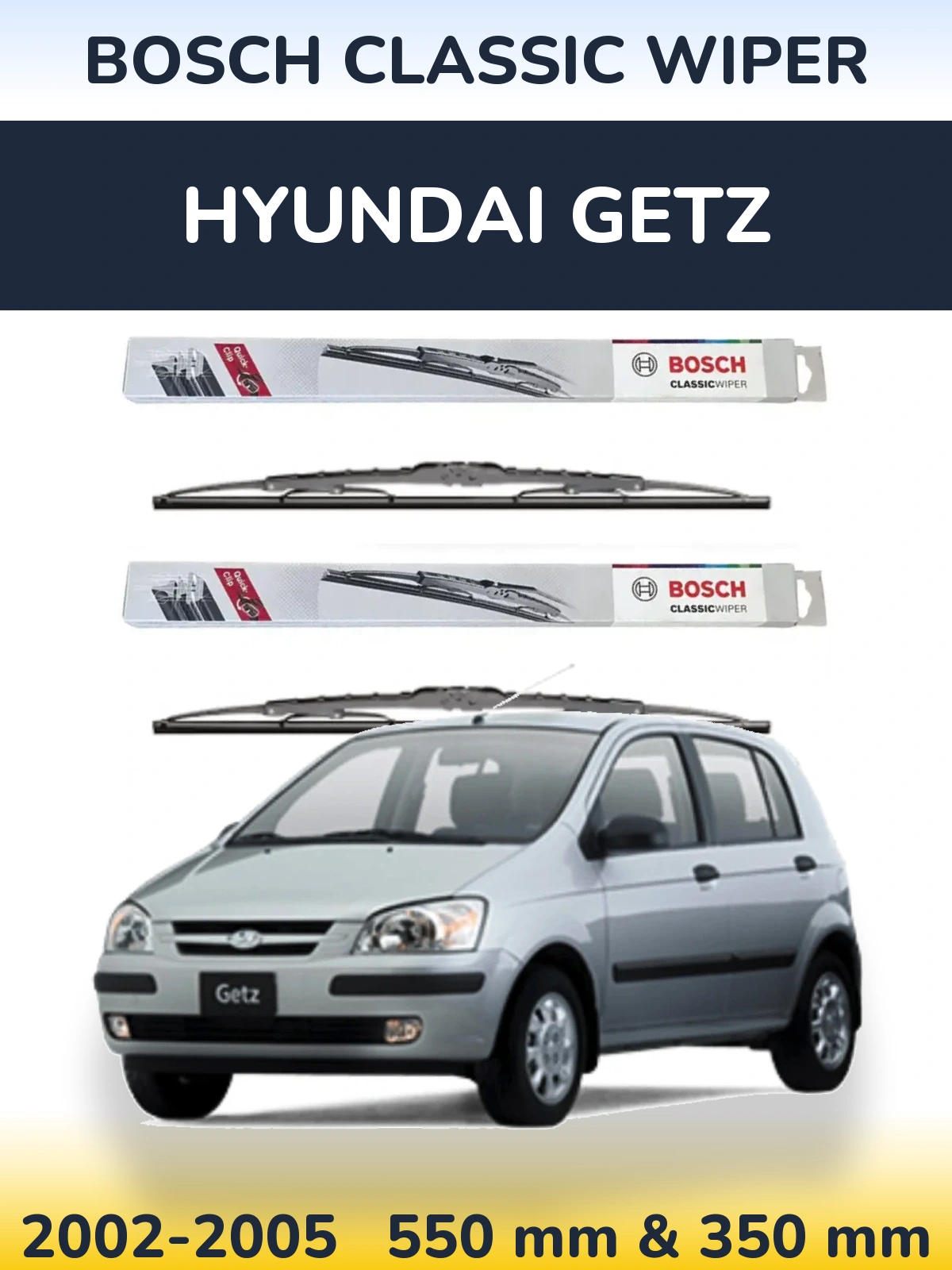 Sada předních stěračů BOSCH Classic Wiper 550 a 340 mm pro Hyundai Getz 2002-2005