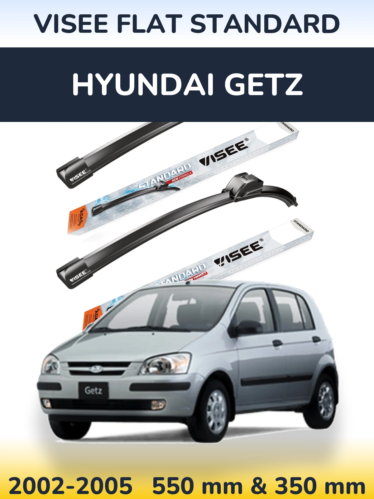 Sada předních stěračů VISEE FLAT STANDARD 550 a 350 mm pro Hyundai Getz 2002-2005