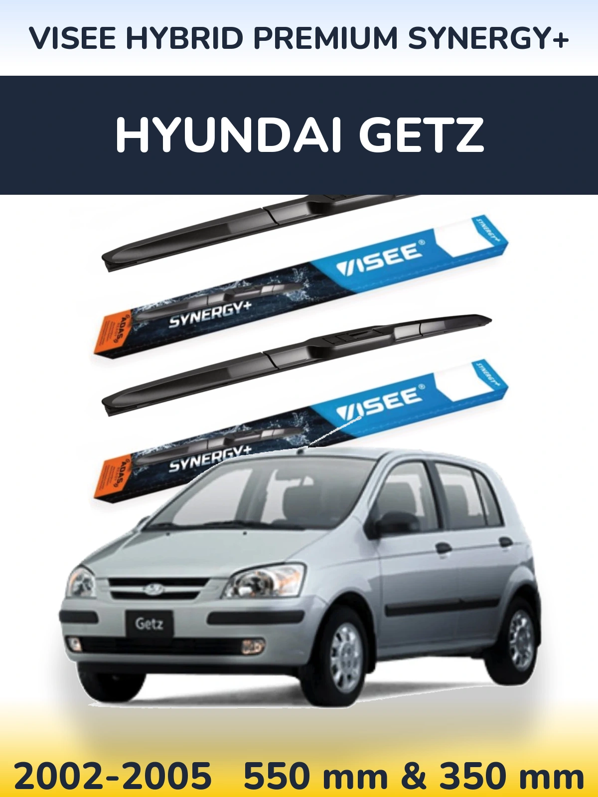 Комплект передніх щіток VISEE HYBRID PREMIUM SYNERGY+ 550 & 350 мм для Hyundai Getz 2002-2005