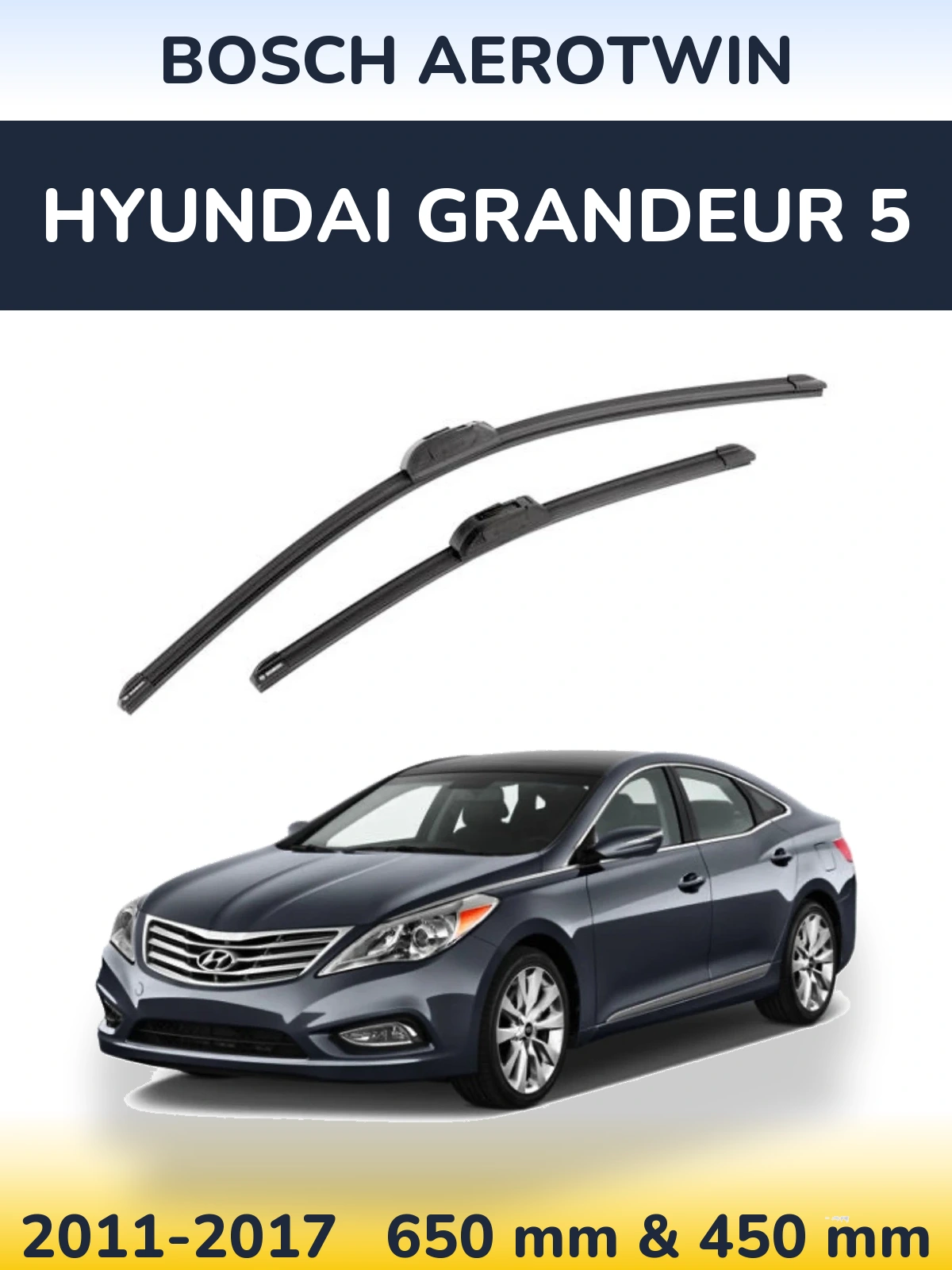 Sada předních stěračů BOSCH AeroTwin 650 a 450 mm pro Hyundai Grandeur 5 2011-2017