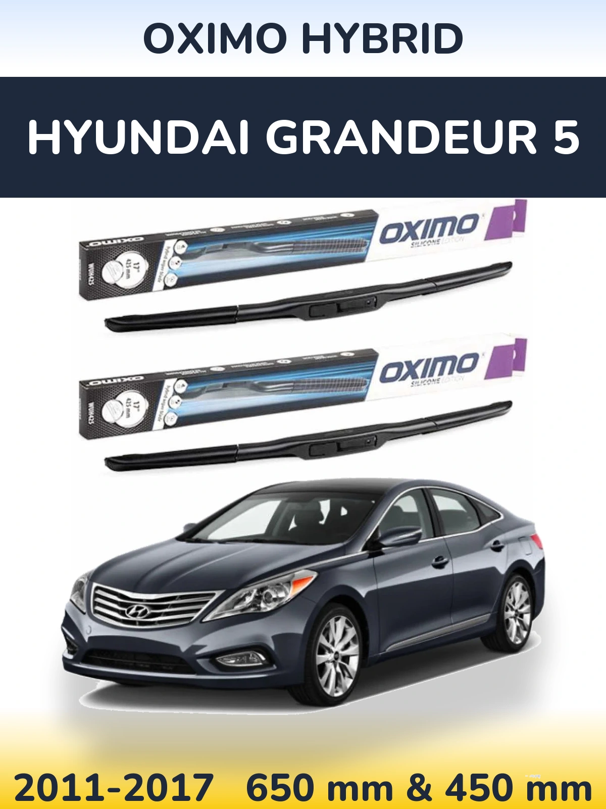 Sada předních stěračů Oximo Hybrid 650 a 450 mm pro Hyundai Grandeur 5 2011-2017
